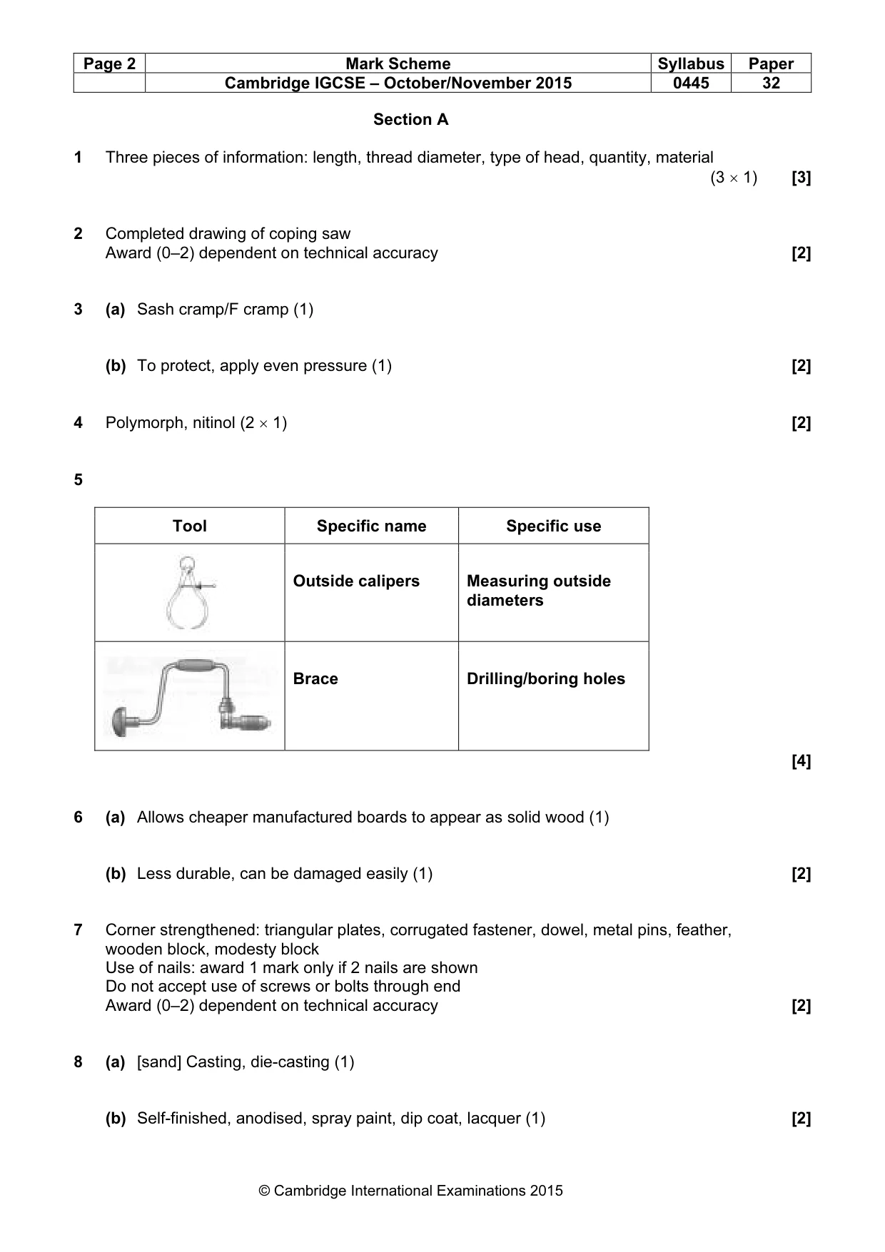 Mark scheme, page 2 of 5