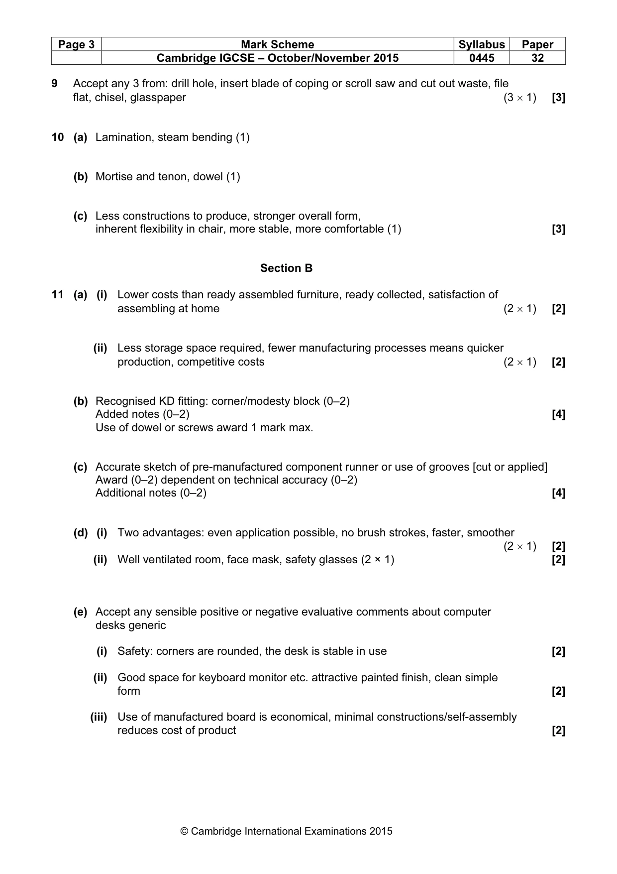 Mark scheme, page 3 of 5