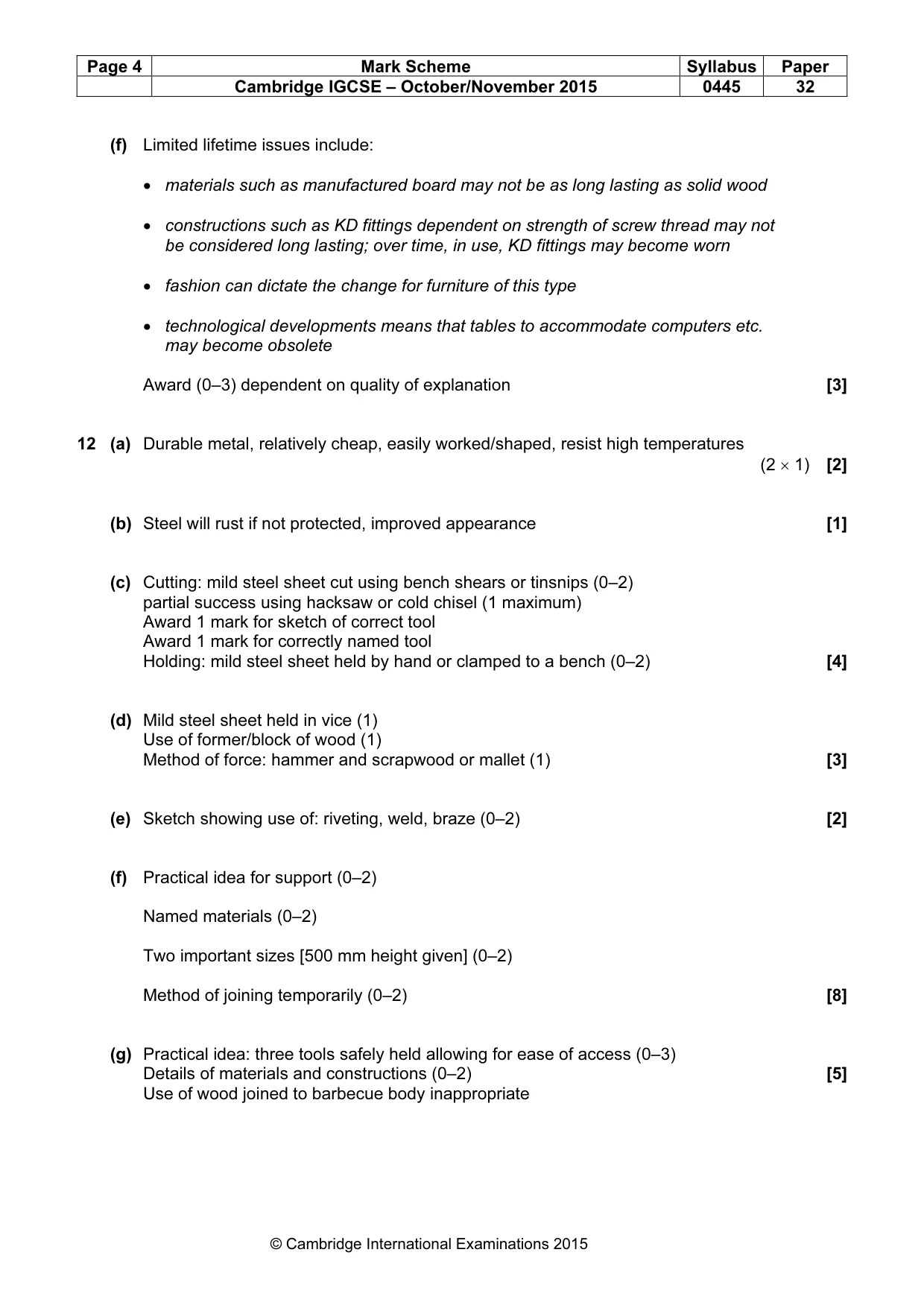 Mark scheme, page 4 of 5