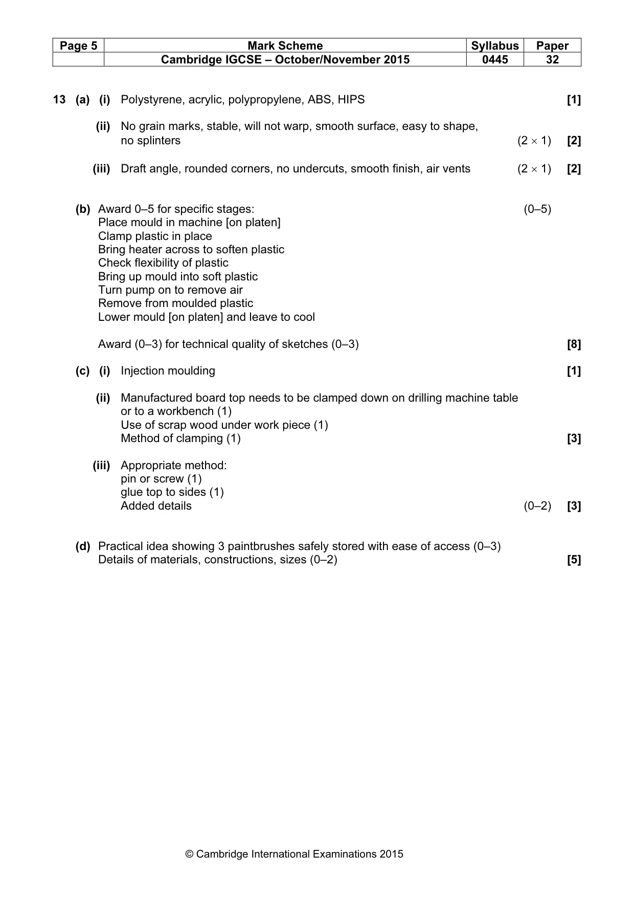 Mark scheme, page 5 of 5