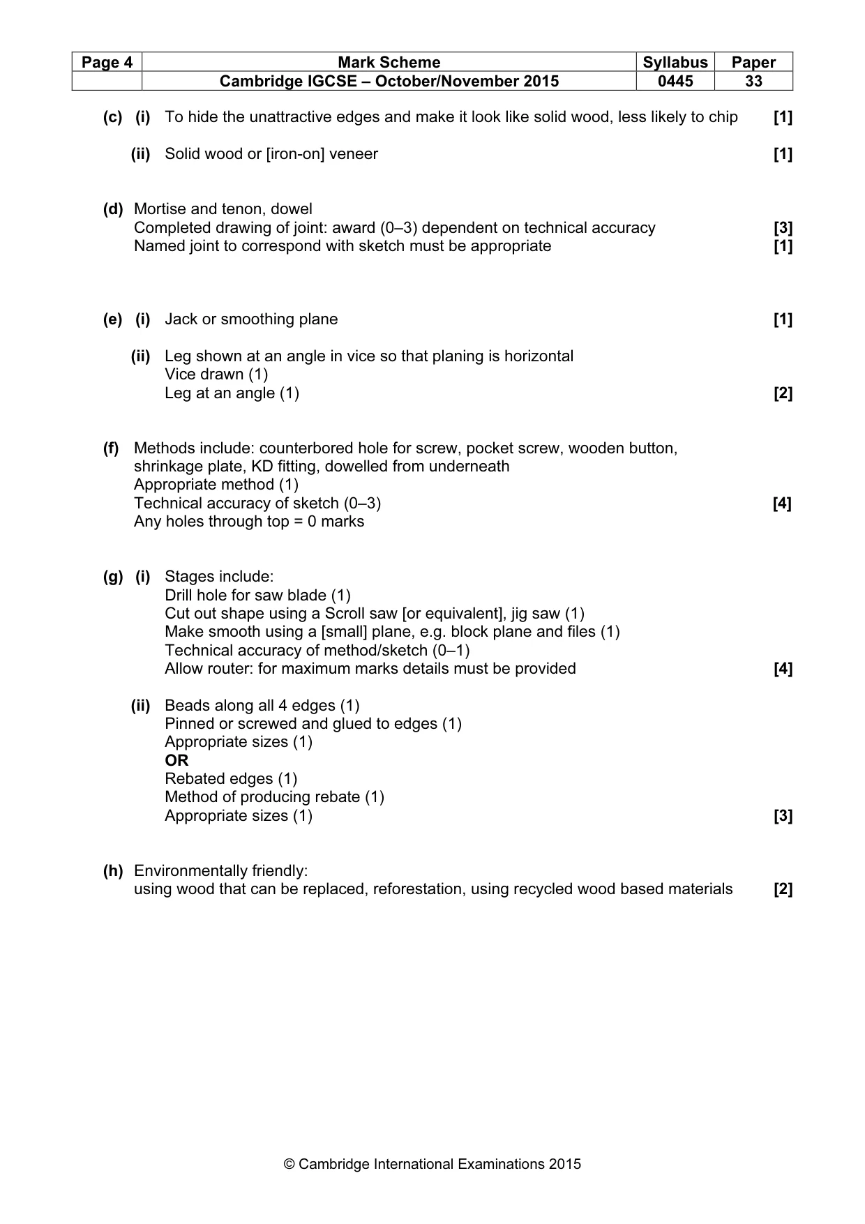 Mark scheme, page 4 of 5