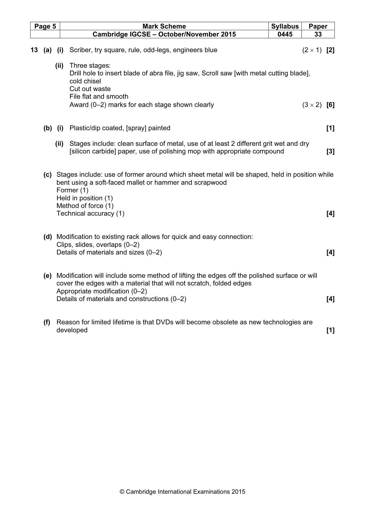 Mark scheme, page 5 of 5