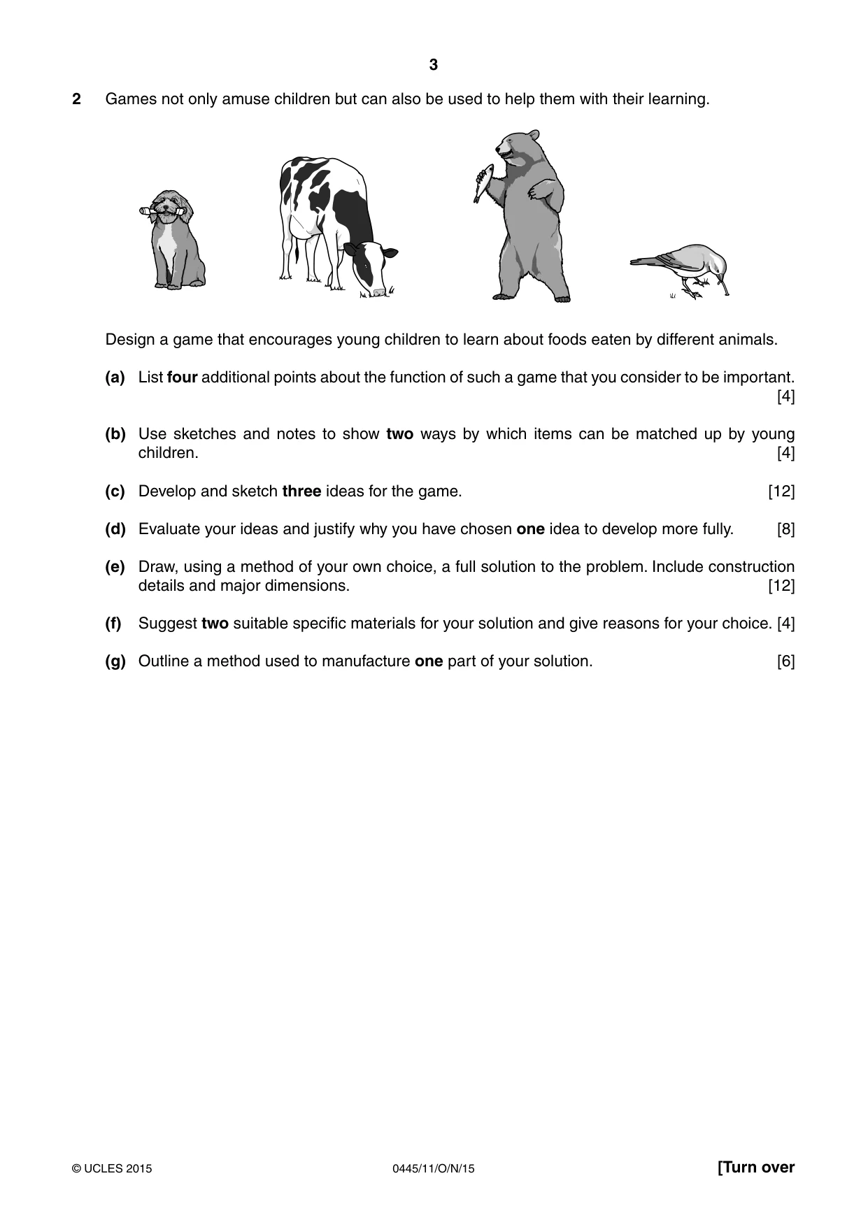 Cambridge IGCSE Design and Technology 0445 2015 Oct/Nov Paper 1 · Variant 1 question paper, page 3 of 4
