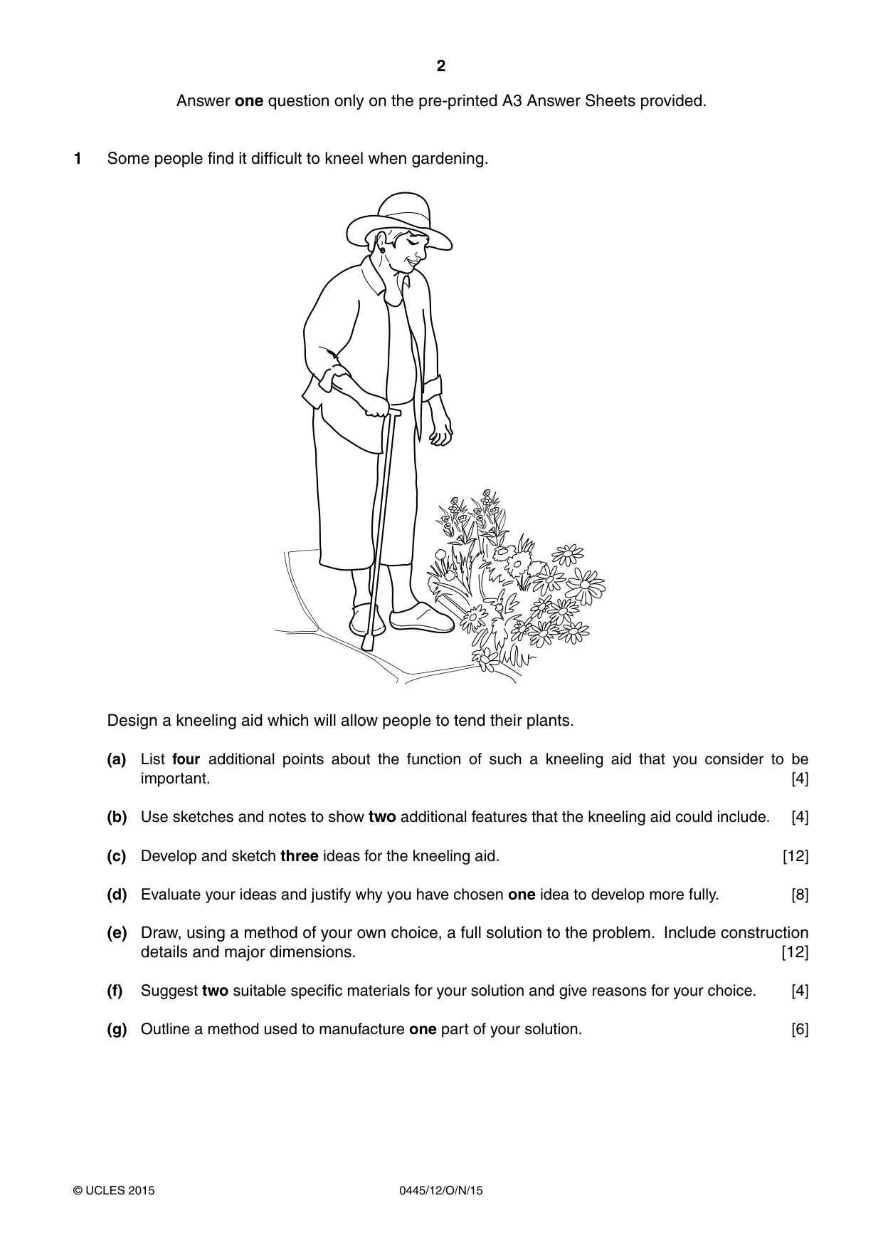 Cambridge IGCSE Design and Technology 0445 2015 Oct/Nov Paper 1 · Variant 2 question paper, page 2 of 4