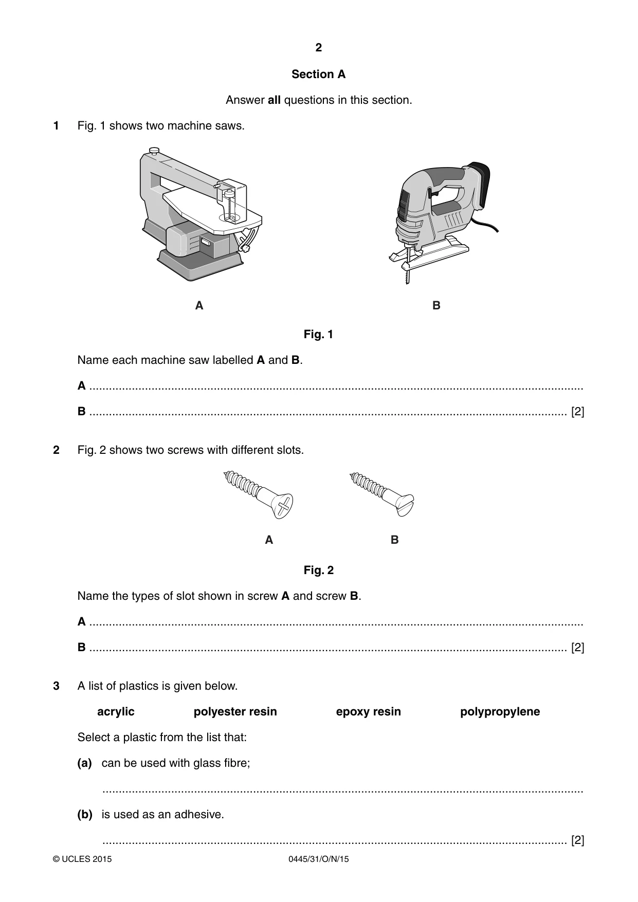 Cambridge IGCSE Design and Technology 0445 2015 Oct/Nov Paper 3 · Variant 1 question paper, page 2 of 16