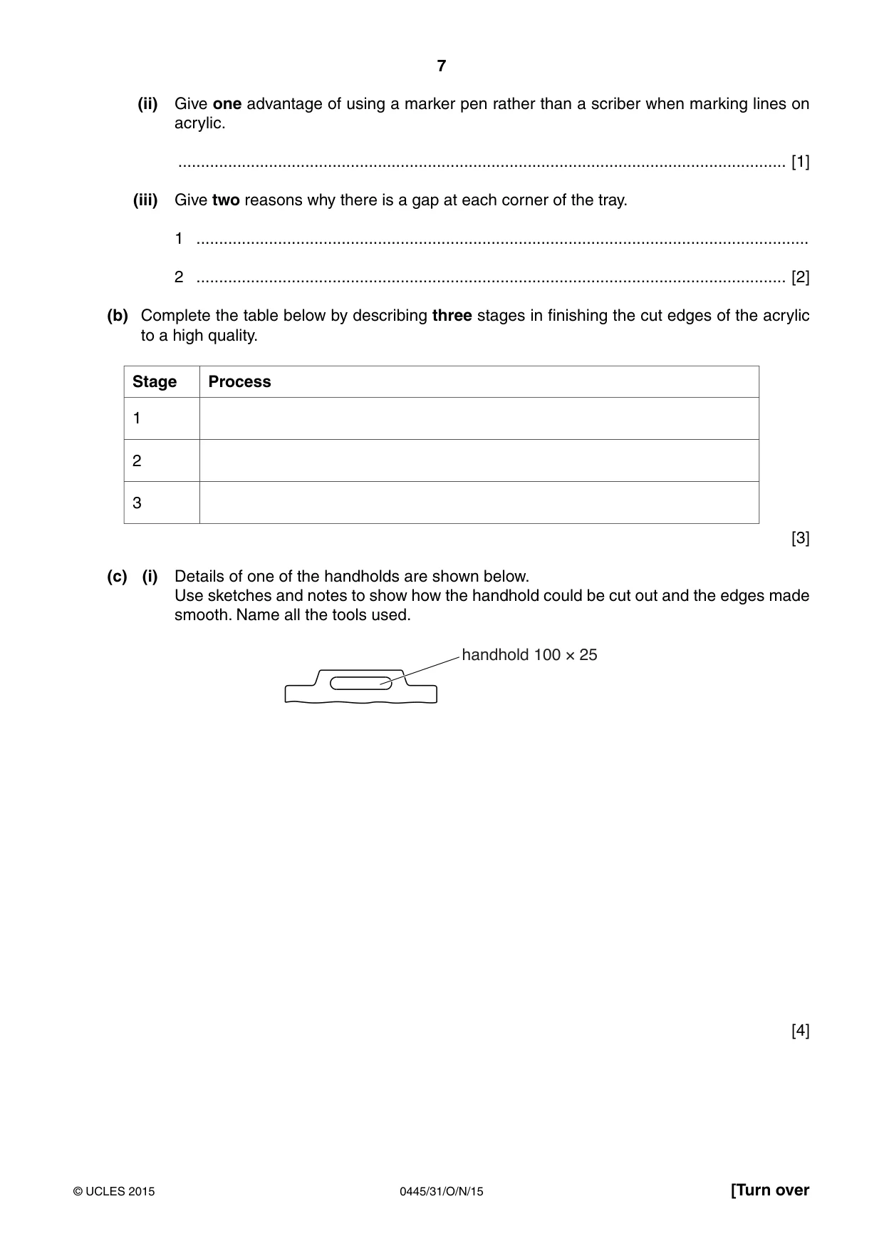 Cambridge IGCSE Design and Technology 0445 2015 Oct/Nov Paper 3 · Variant 1 question paper, page 7 of 16