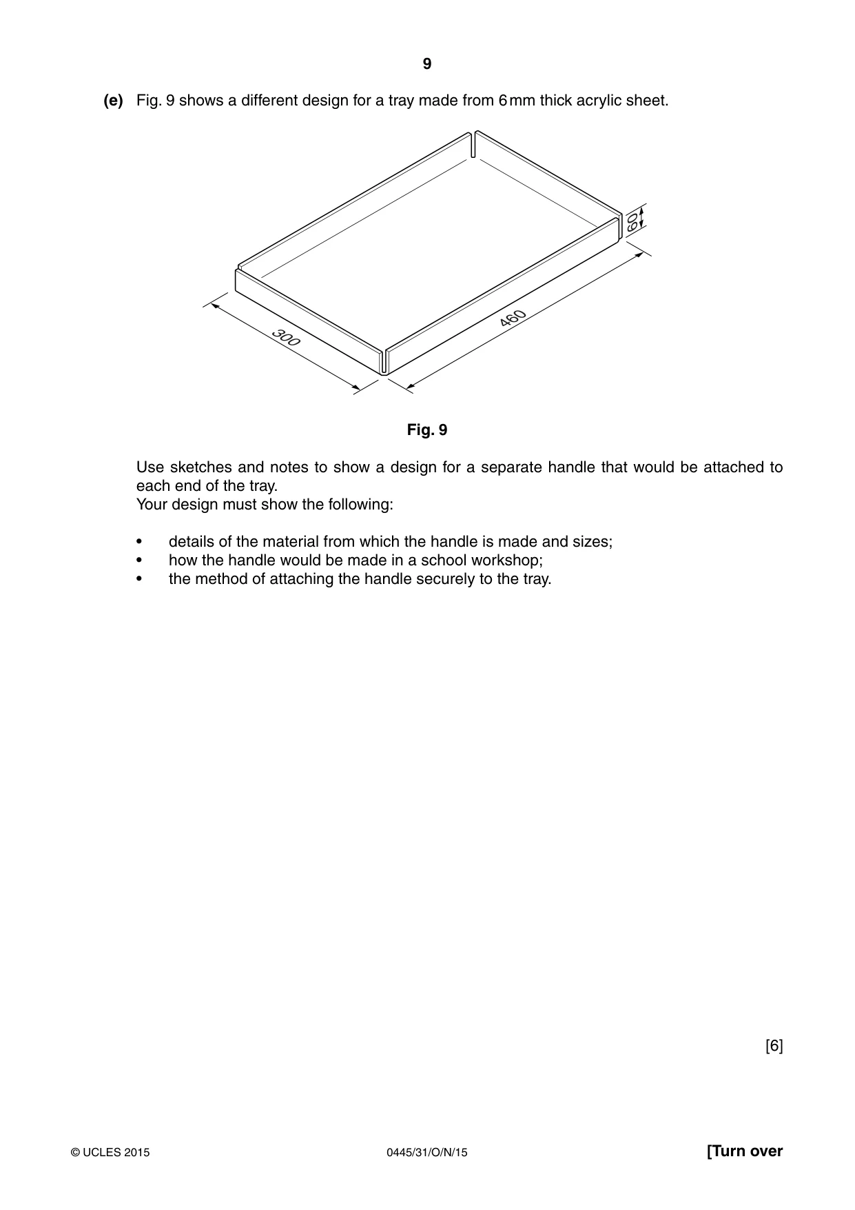 Cambridge IGCSE Design and Technology 0445 2015 Oct/Nov Paper 3 · Variant 1 question paper, page 9 of 16