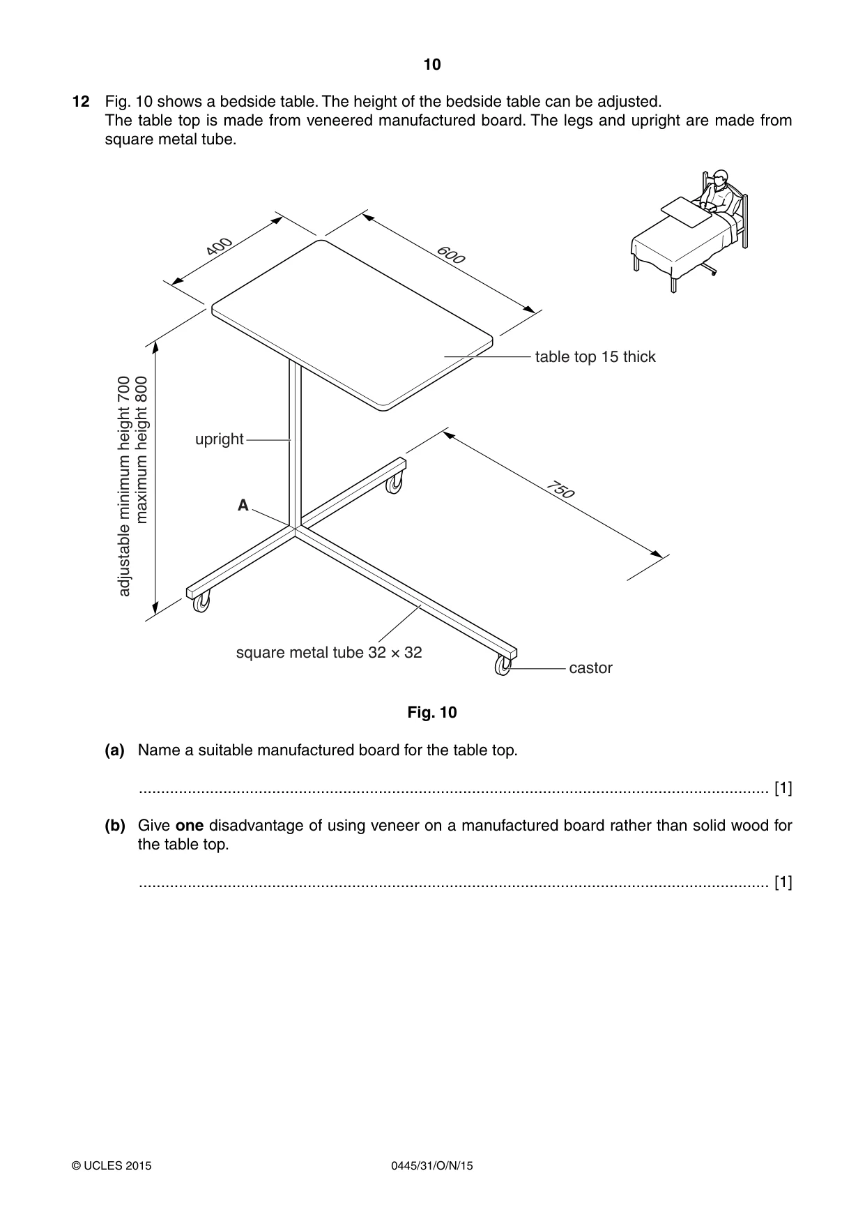 Cambridge IGCSE Design and Technology 0445 2015 Oct/Nov Paper 3 · Variant 1 question paper, page 10 of 16