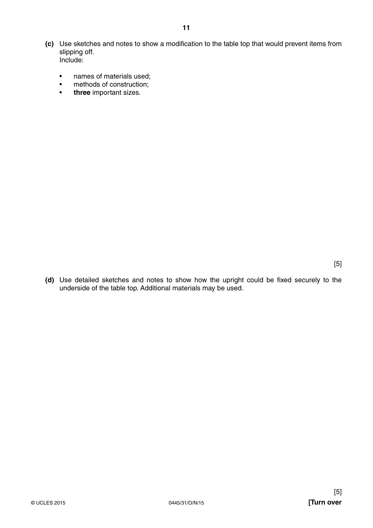 Cambridge IGCSE Design and Technology 0445 2015 Oct/Nov Paper 3 · Variant 1 question paper, page 11 of 16