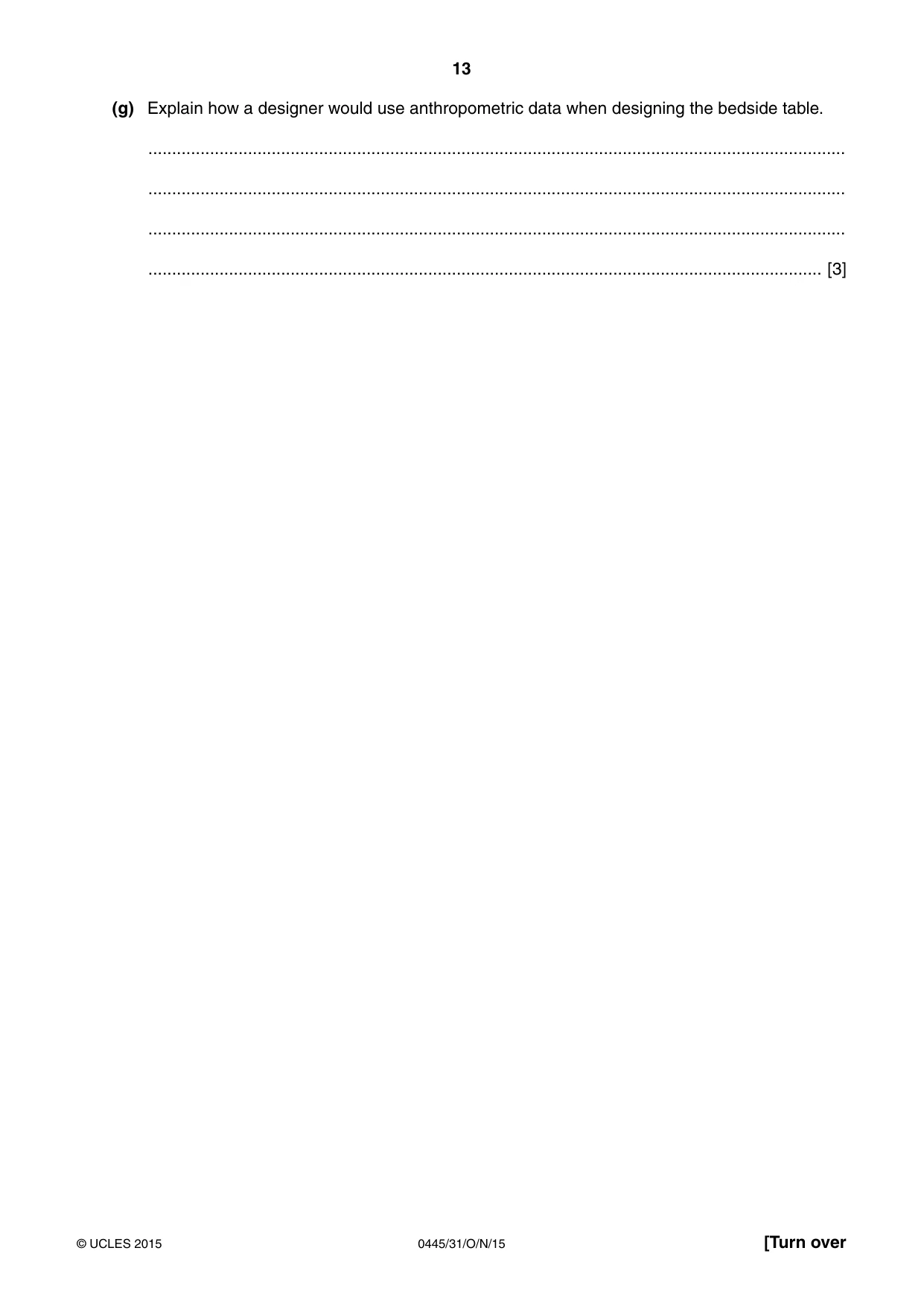 Cambridge IGCSE Design and Technology 0445 2015 Oct/Nov Paper 3 · Variant 1 question paper, page 13 of 16