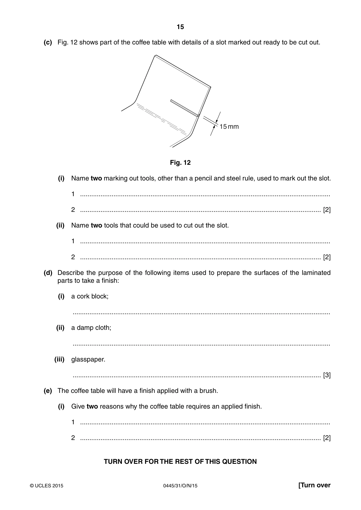 Cambridge IGCSE Design and Technology 0445 2015 Oct/Nov Paper 3 · Variant 1 question paper, page 15 of 16