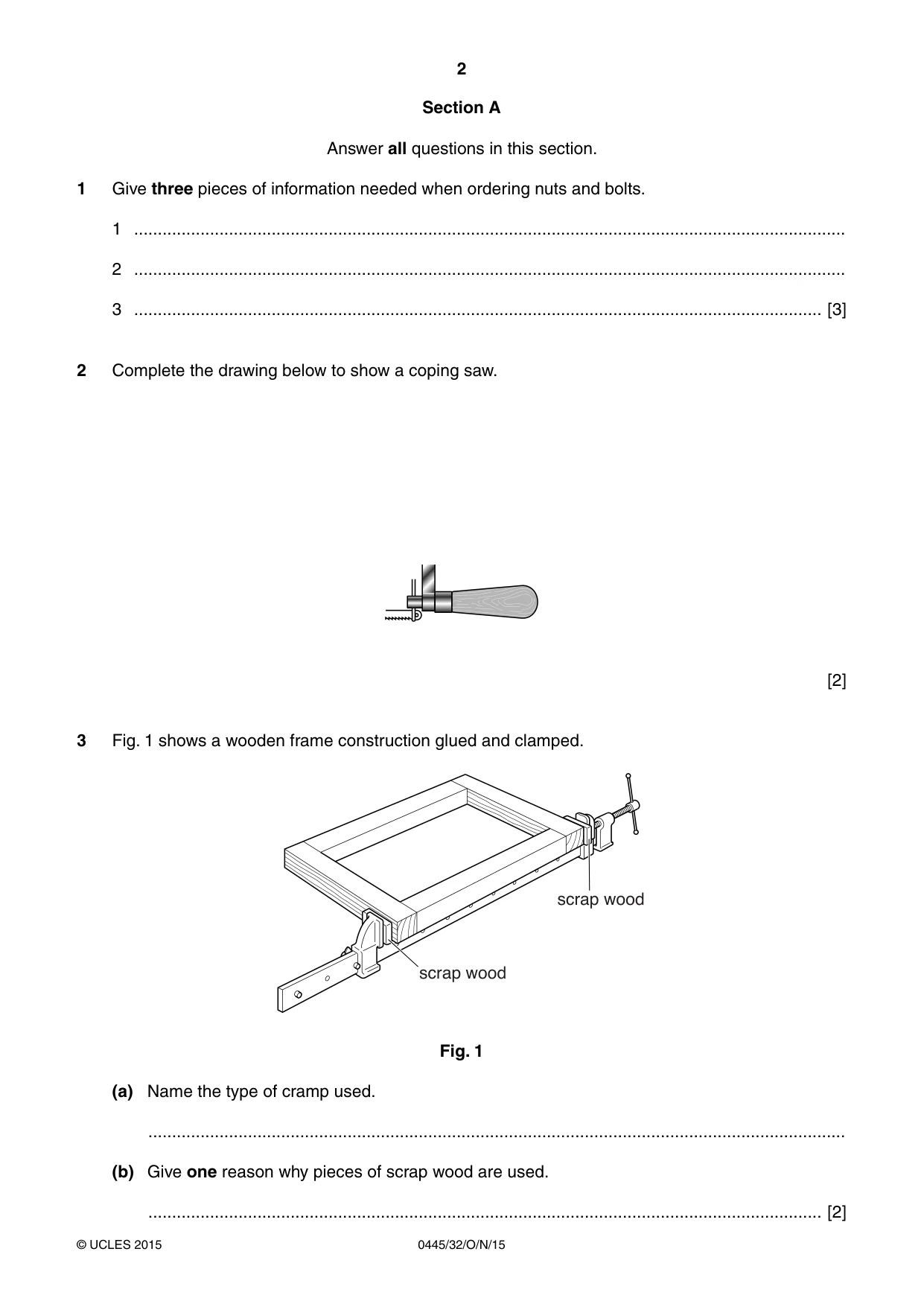Cambridge IGCSE Design and Technology 0445 2015 Oct/Nov Paper 3 · Variant 2 question paper, page 2 of 16