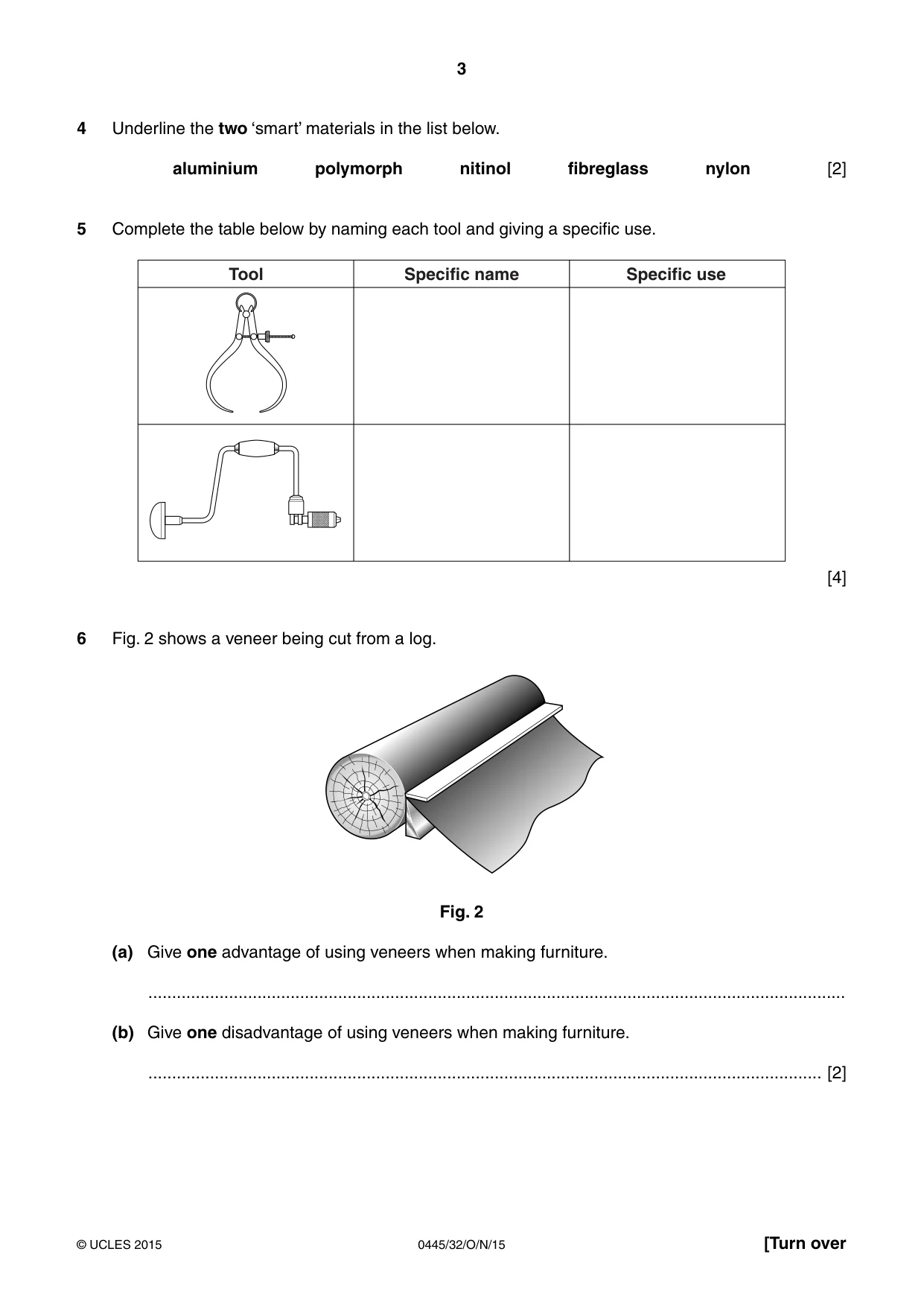 Cambridge IGCSE Design and Technology 0445 2015 Oct/Nov Paper 3 · Variant 2 question paper, page 3 of 16