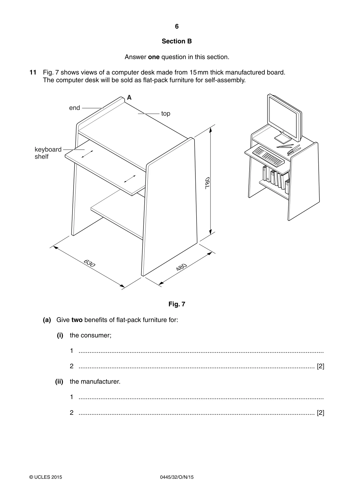Cambridge IGCSE Design and Technology 0445 2015 Oct/Nov Paper 3 · Variant 2 question paper, page 6 of 16