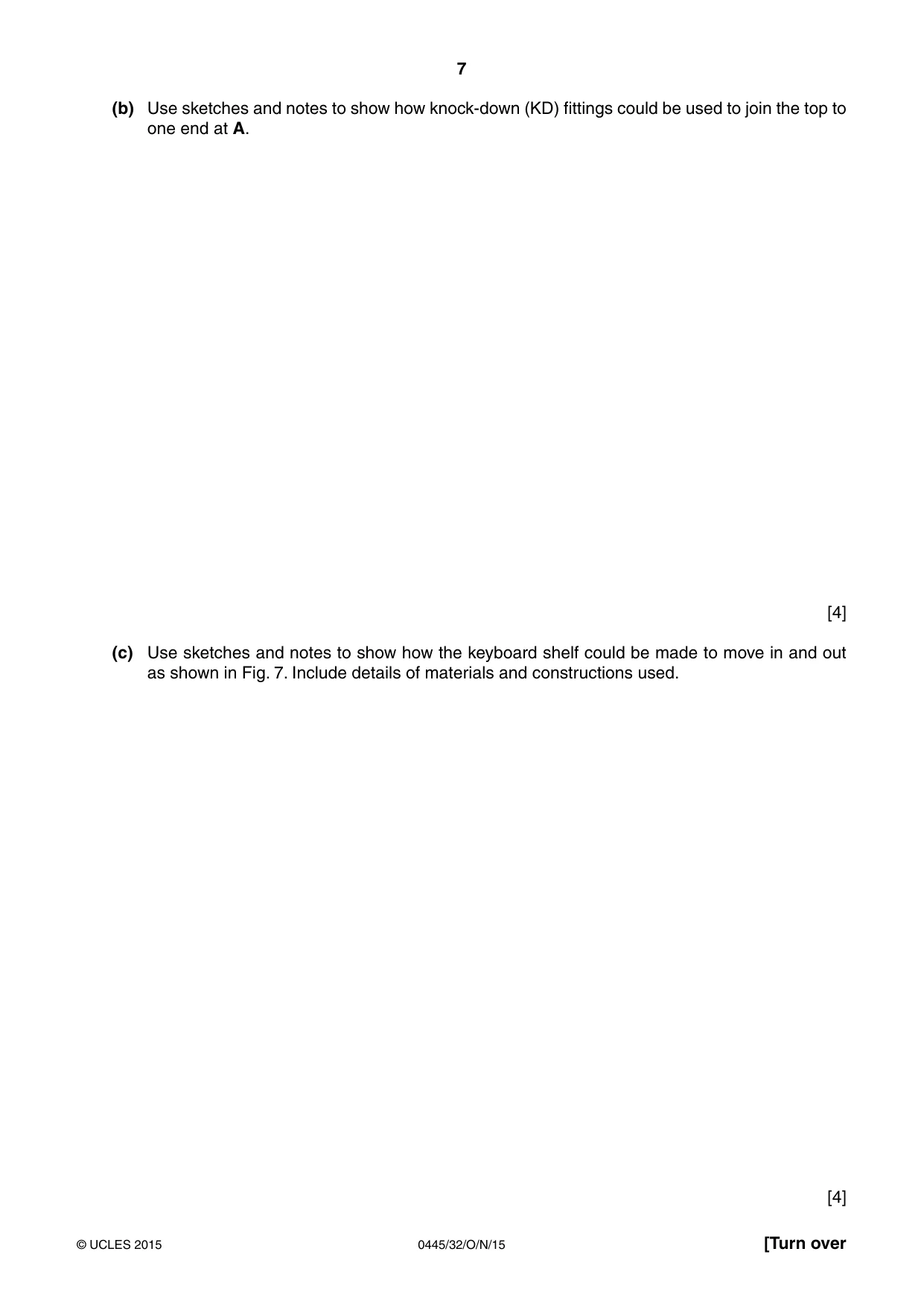 Cambridge IGCSE Design and Technology 0445 2015 Oct/Nov Paper 3 · Variant 2 question paper, page 7 of 16