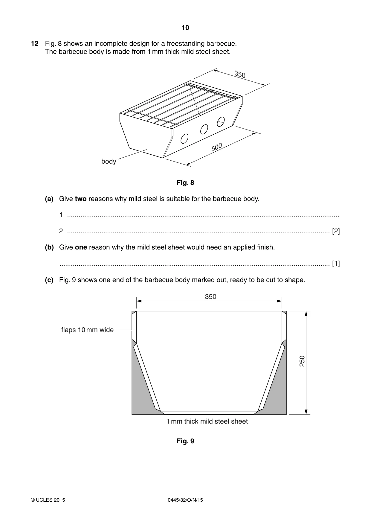 Cambridge IGCSE Design and Technology 0445 2015 Oct/Nov Paper 3 · Variant 2 question paper, page 10 of 16