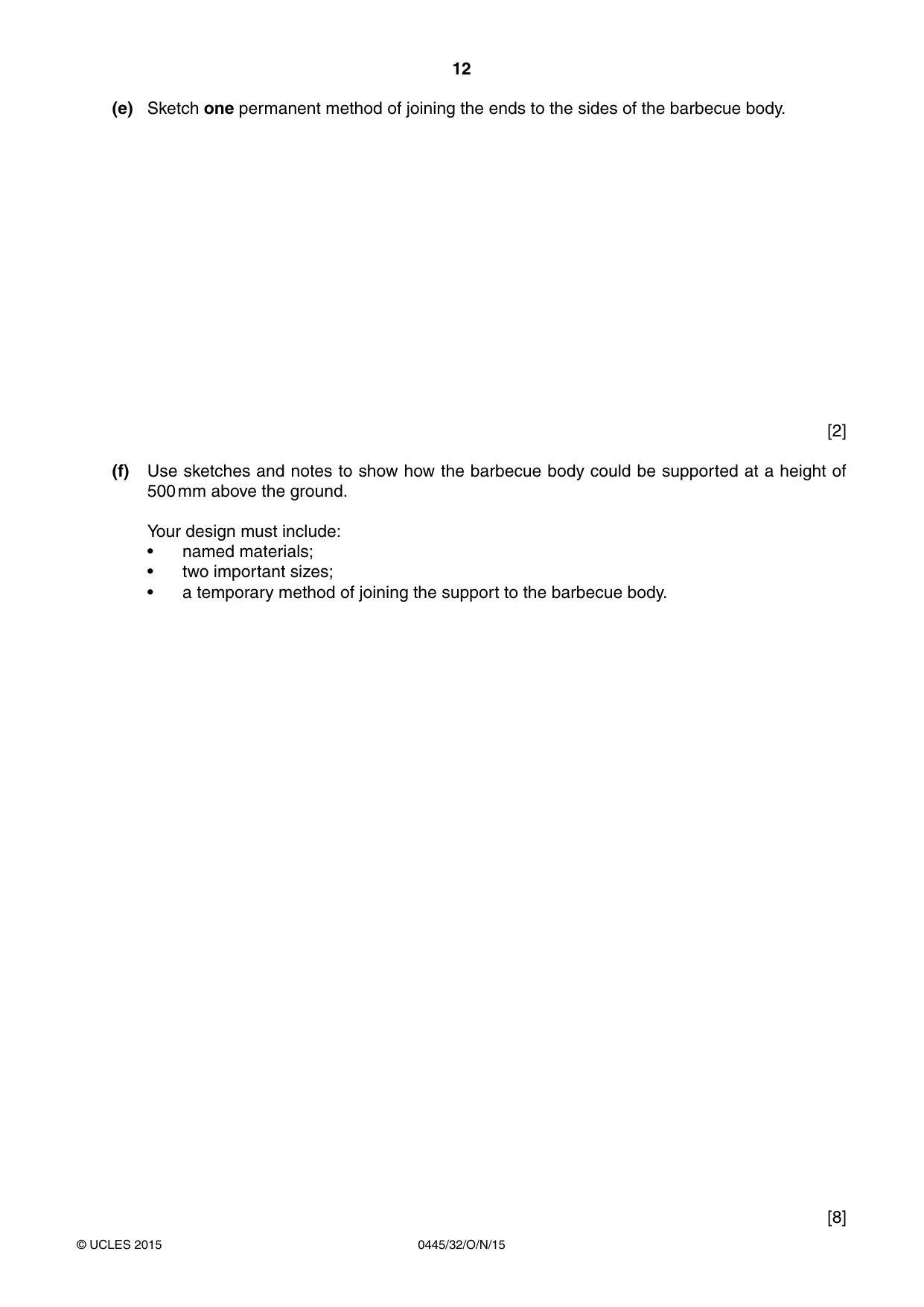 Cambridge IGCSE Design and Technology 0445 2015 Oct/Nov Paper 3 · Variant 2 question paper, page 12 of 16
