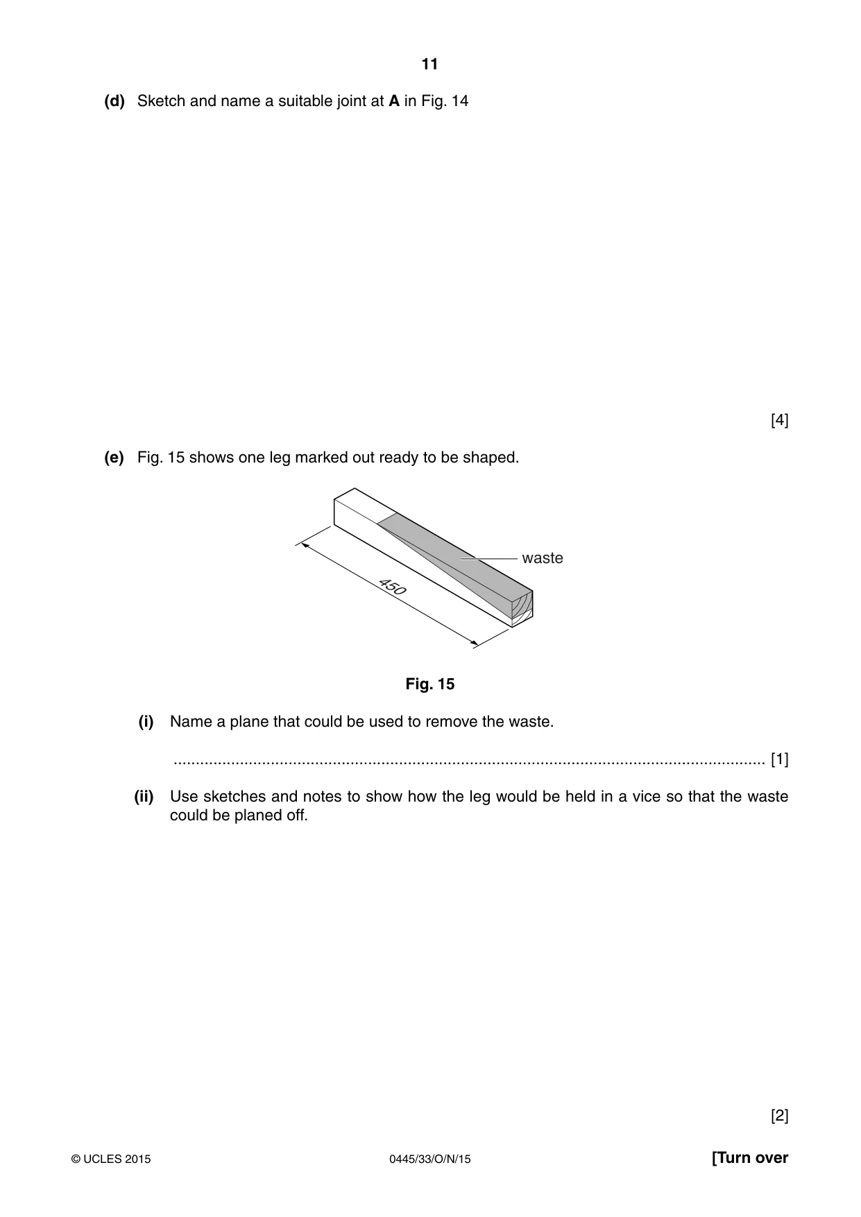 Cambridge IGCSE Design and Technology 0445 2015 Oct/Nov Paper 3 · Variant 3 question paper, page 11 of 20