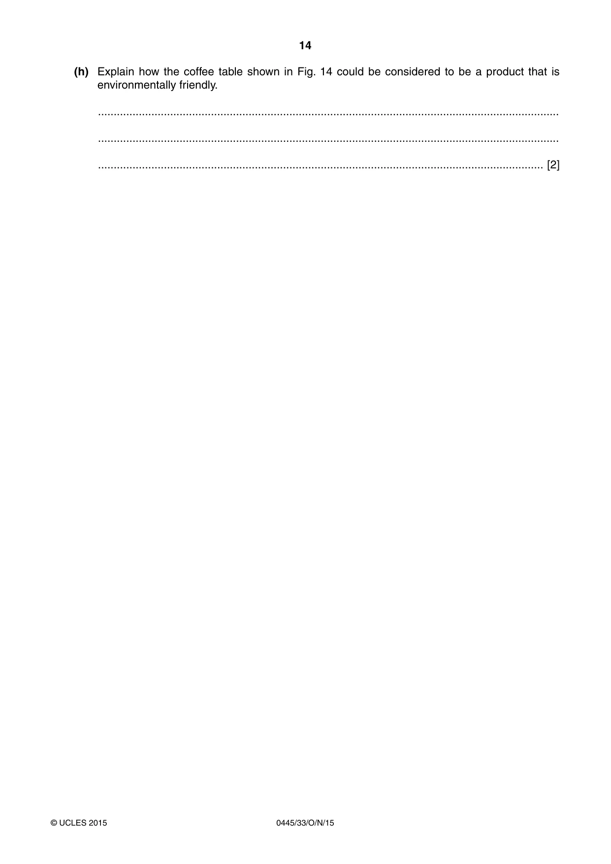Cambridge IGCSE Design and Technology 0445 2015 Oct/Nov Paper 3 · Variant 3 question paper, page 14 of 20