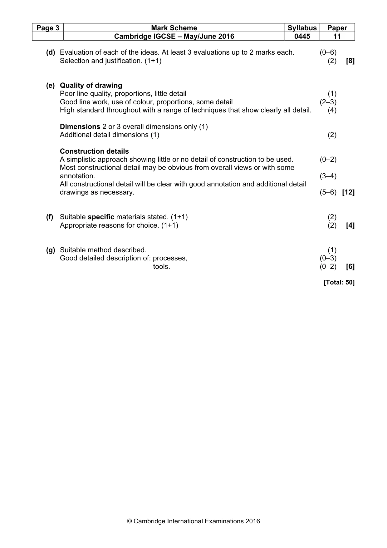 Mark scheme, page 3 of 3