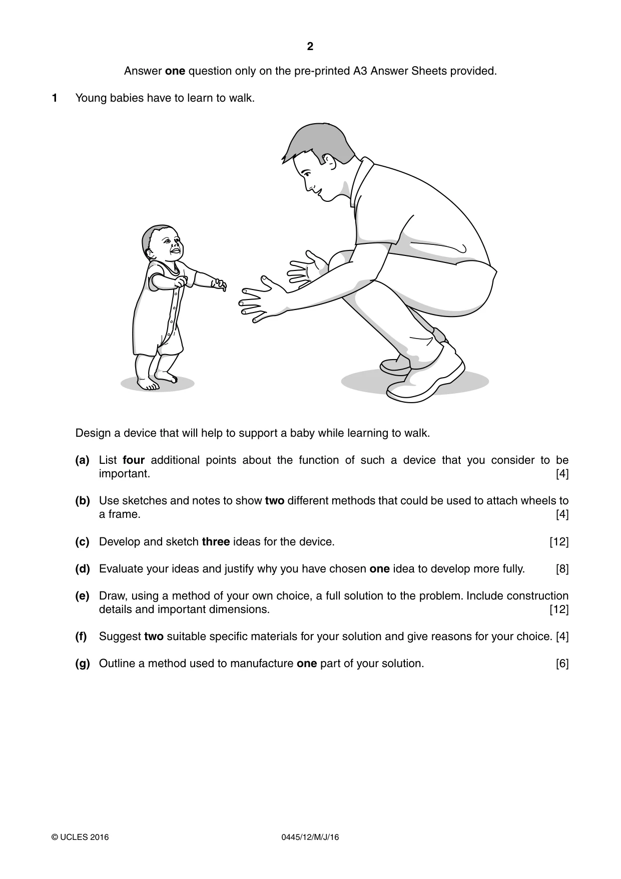 Cambridge IGCSE Design and Technology 0445 2016 May/June Paper 1 · Variant 2 question paper, page 2 of 4