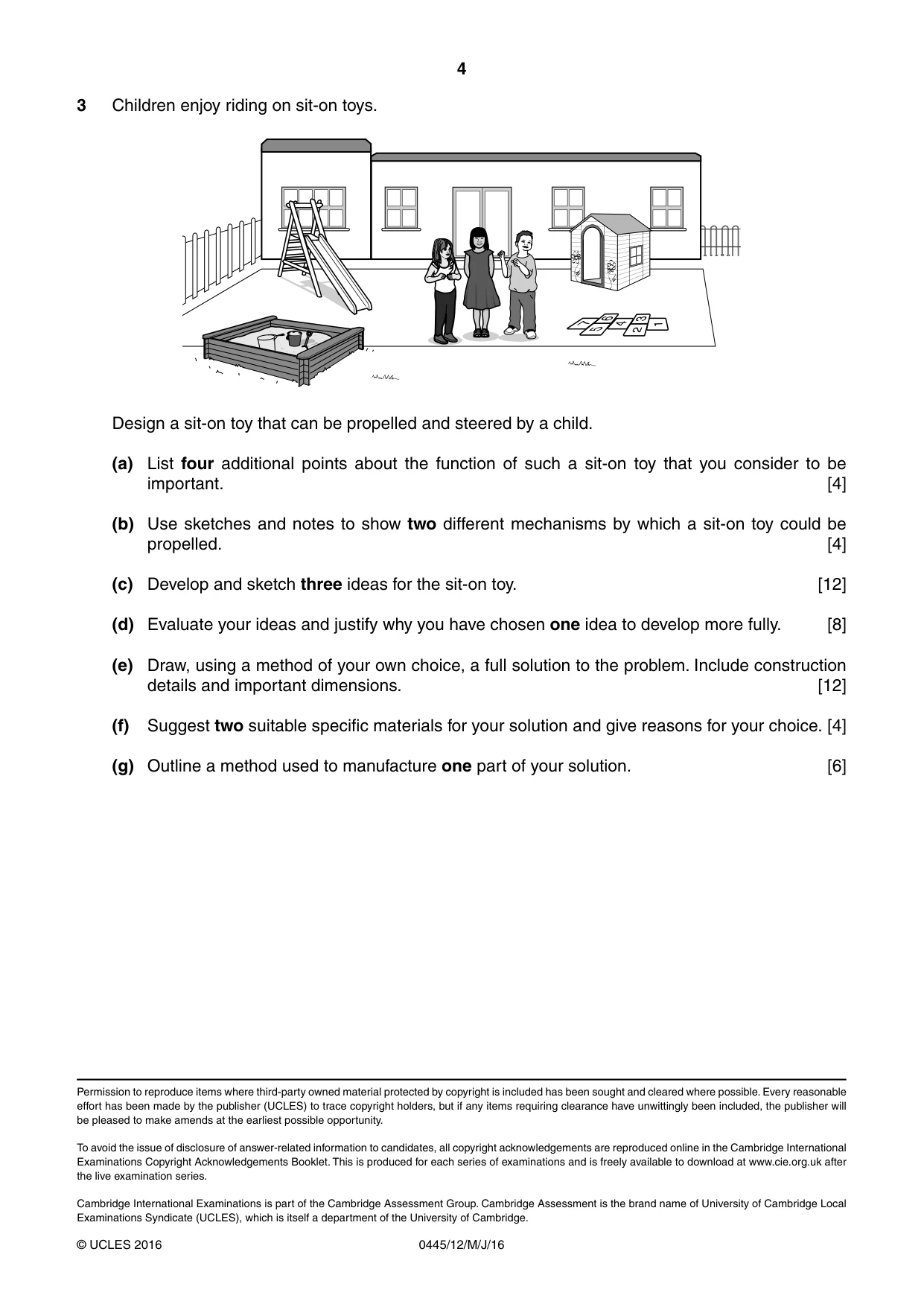 Cambridge IGCSE Design and Technology 0445 2016 May/June Paper 1 · Variant 2 question paper, page 4 of 4