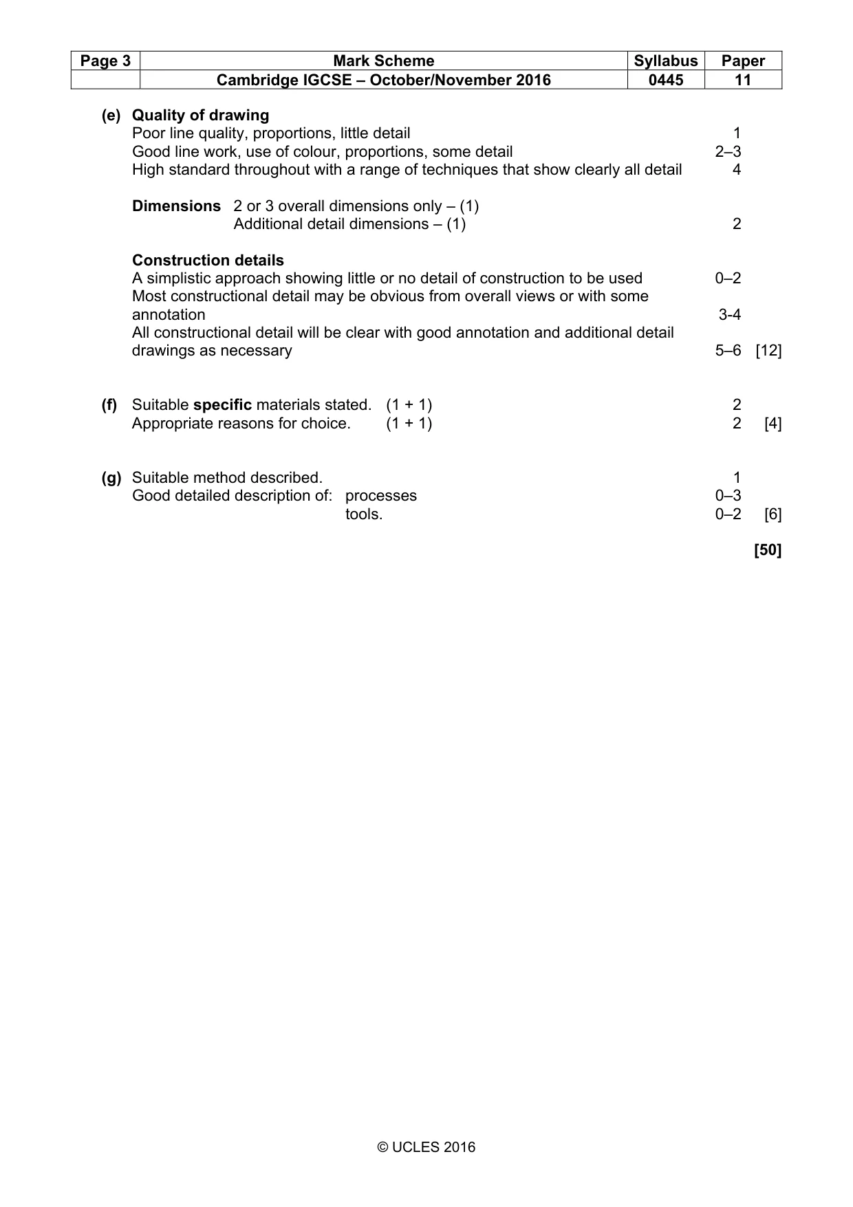 Mark scheme, page 3 of 3