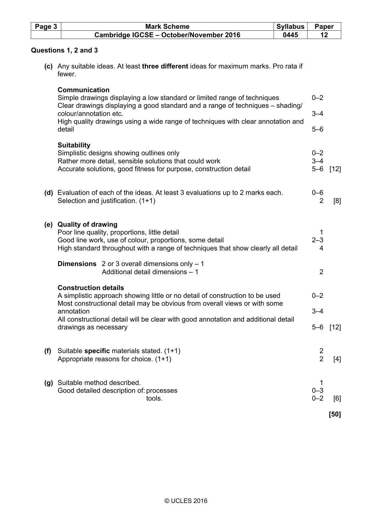 Mark scheme, page 3 of 3