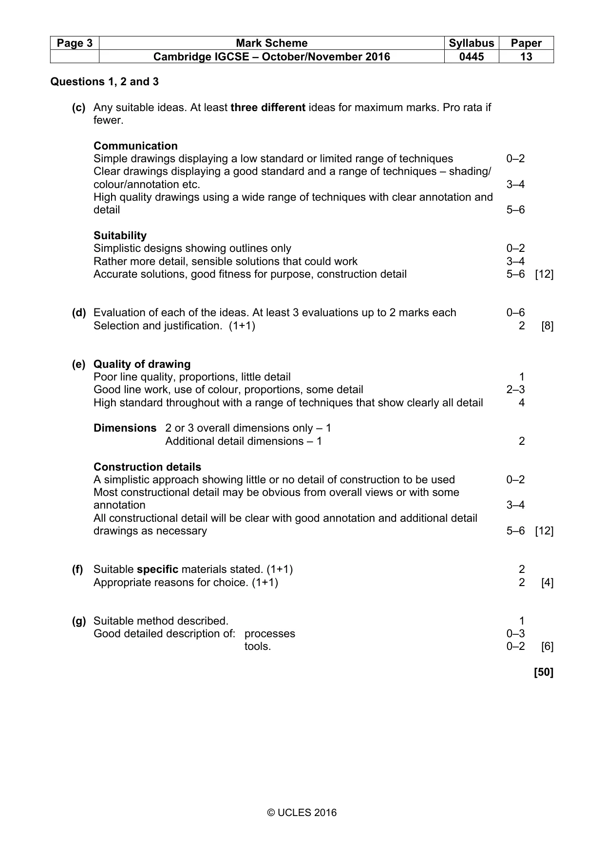 Mark scheme, page 3 of 3
