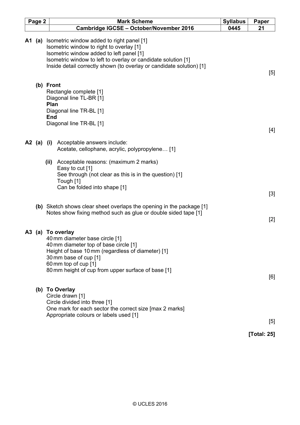 Mark scheme, page 2 of 5