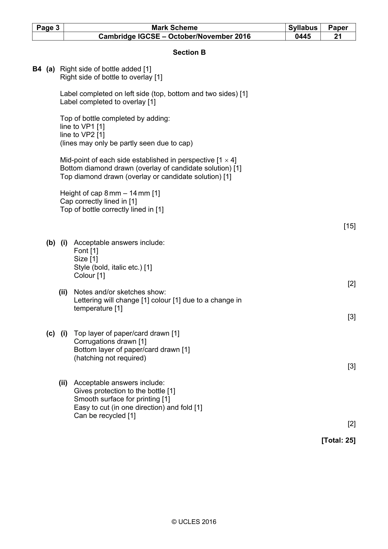 Mark scheme, page 3 of 5