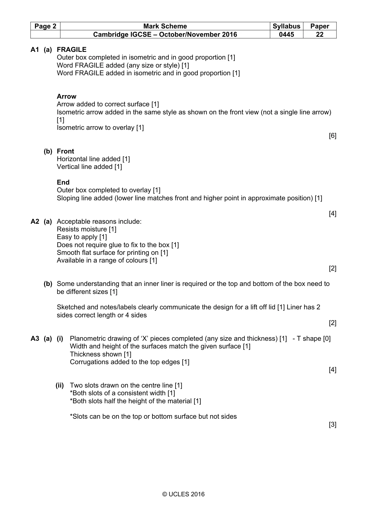 Mark scheme, page 2 of 5