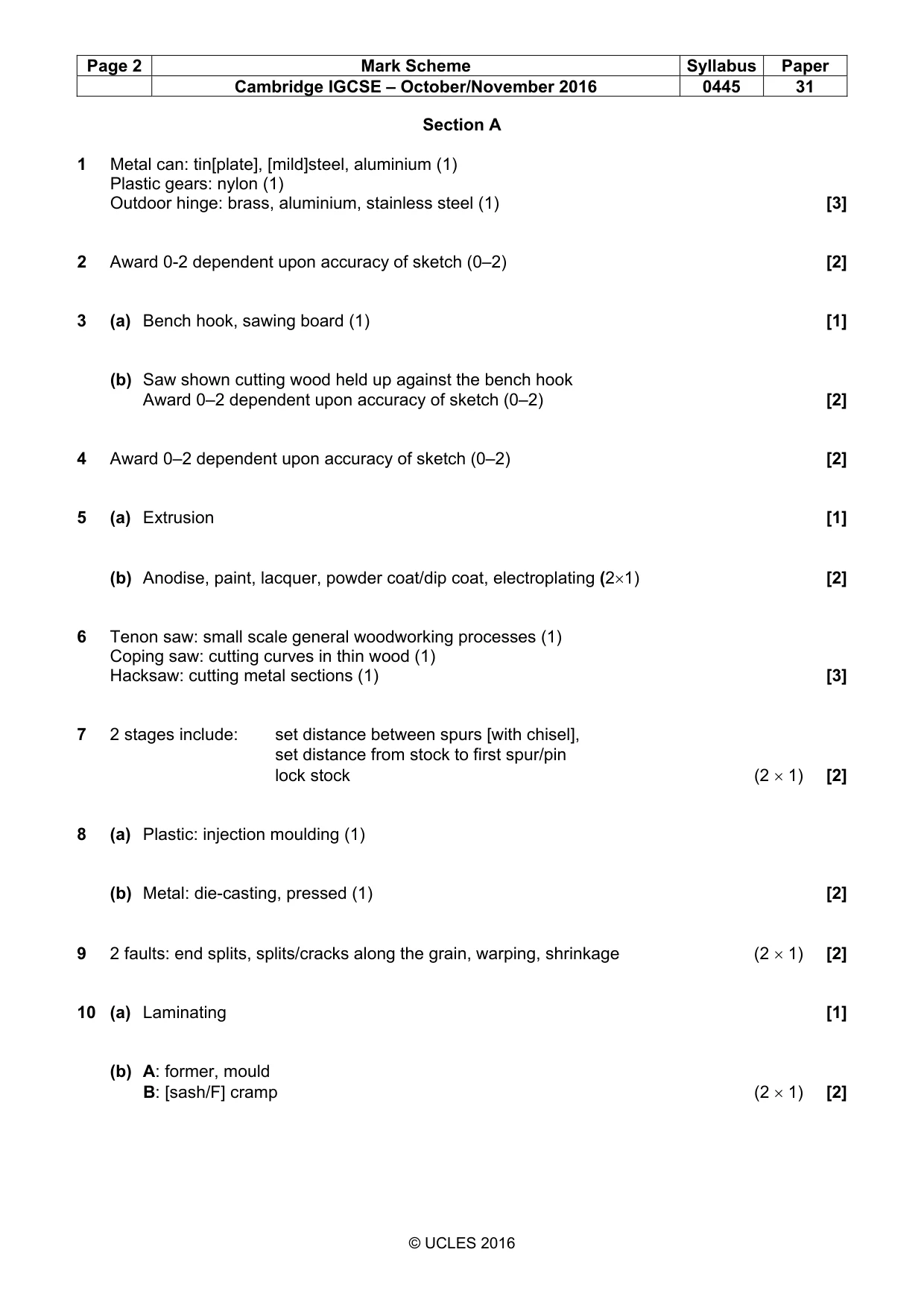 Mark scheme, page 2 of 5
