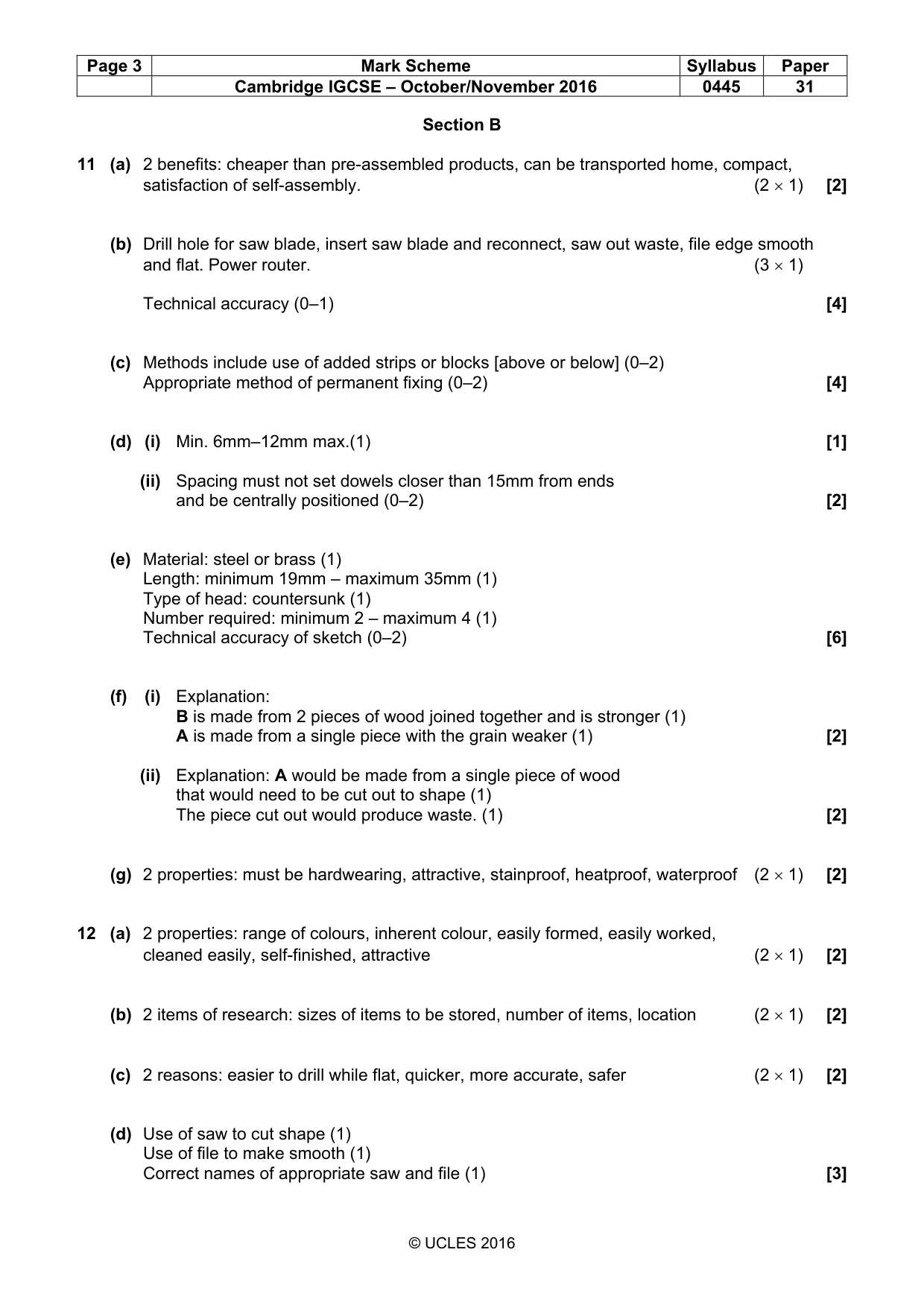 Mark scheme, page 3 of 5