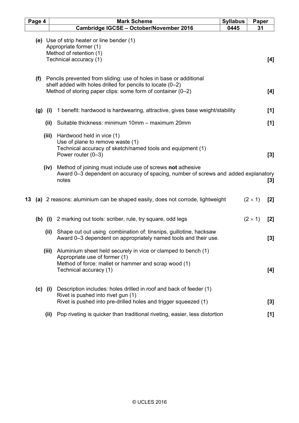Mark scheme, page 4 of 5