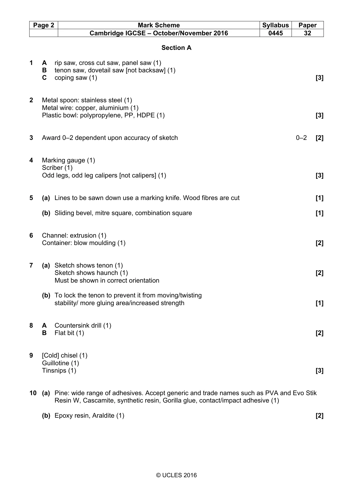 Mark scheme, page 2 of 5