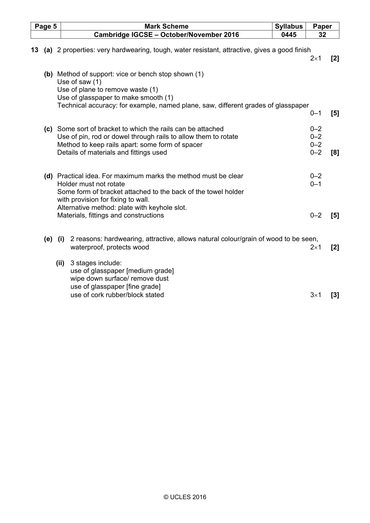 Mark scheme, page 5 of 5
