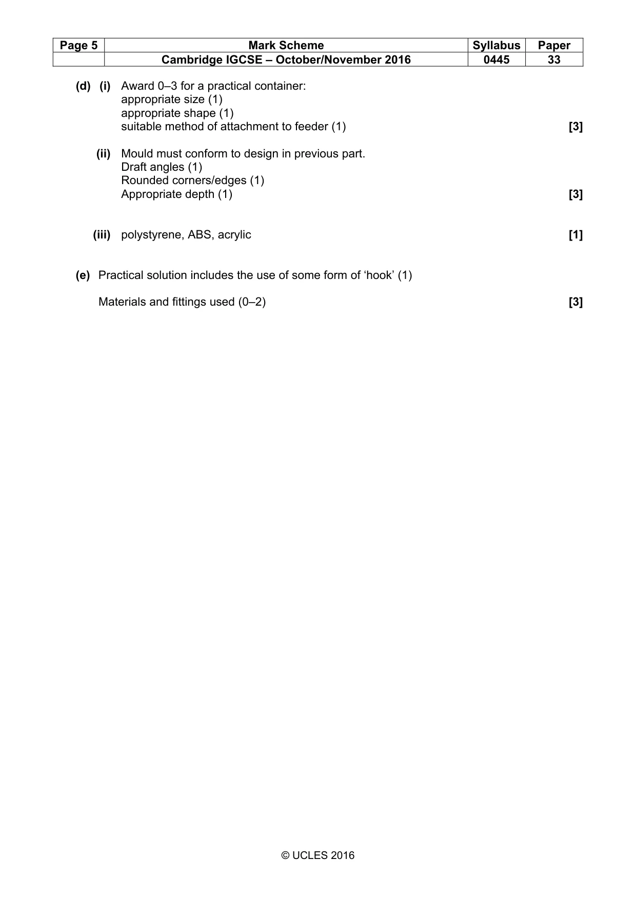 Mark scheme, page 5 of 5