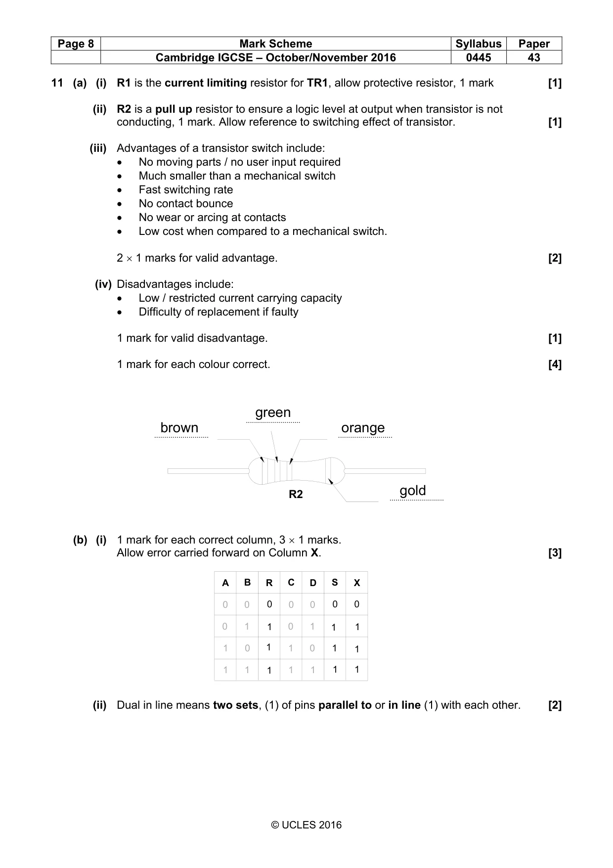 Mark scheme, page 8 of 9