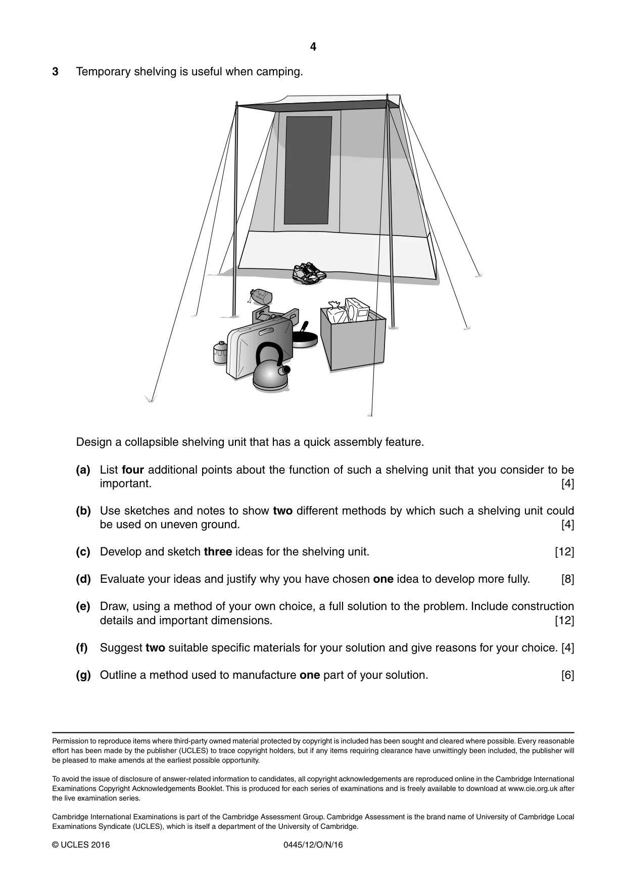 Cambridge IGCSE Design and Technology 0445 2016 Oct/Nov Paper 1 · Variant 2 question paper, page 4 of 4