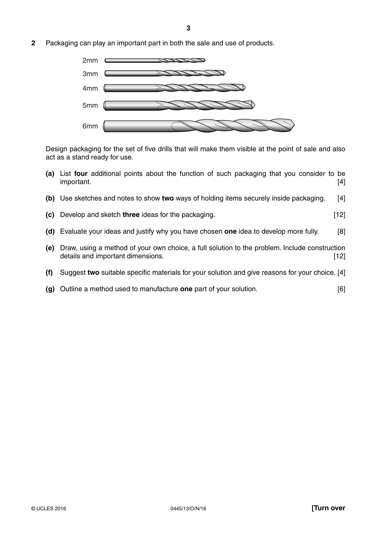 Cambridge IGCSE Design and Technology 0445 2016 Oct/Nov Paper 1 · Variant 3 question paper, page 3 of 4
