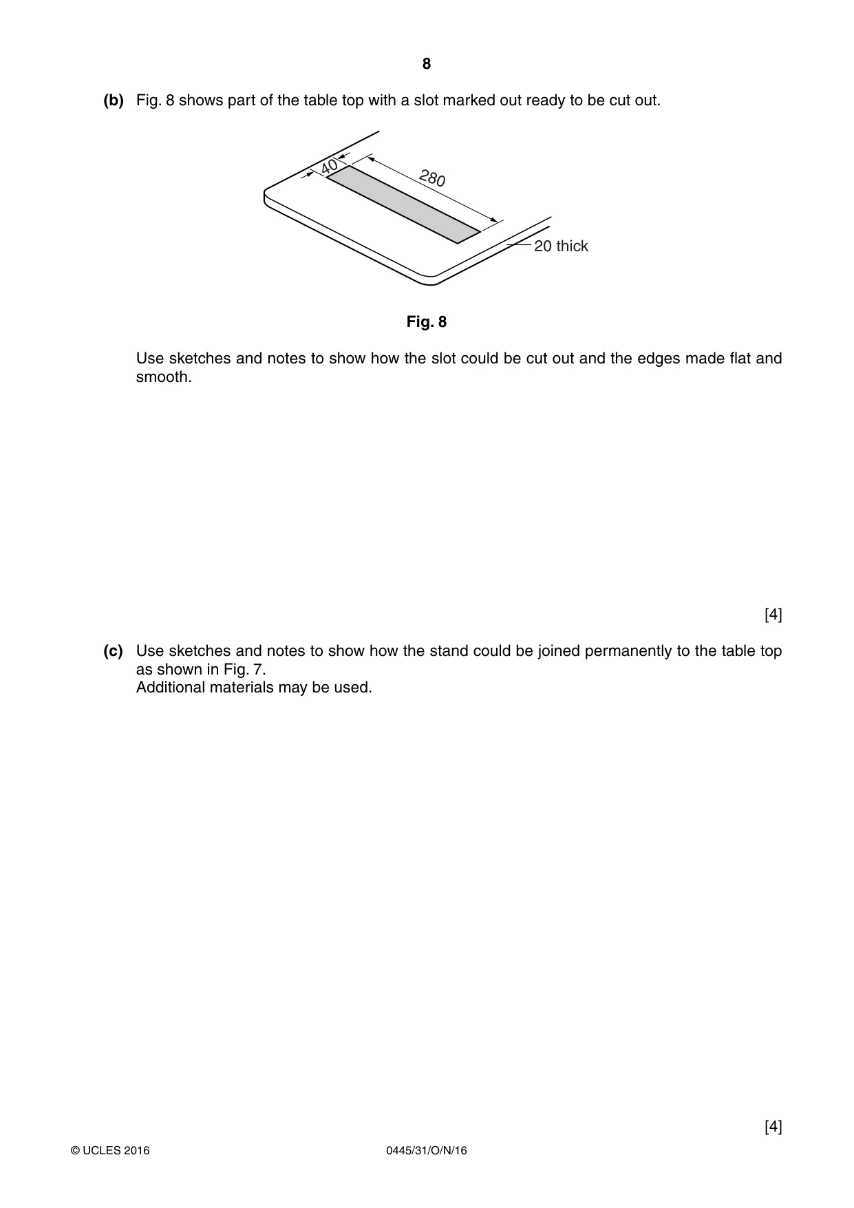 Cambridge IGCSE Design and Technology 0445 2016 Oct/Nov Paper 3 · Variant 1 question paper, page 8 of 20