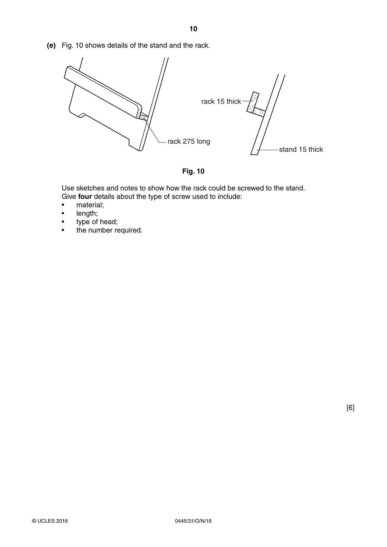 Cambridge IGCSE Design and Technology 0445 2016 Oct/Nov Paper 3 · Variant 1 question paper, page 10 of 20