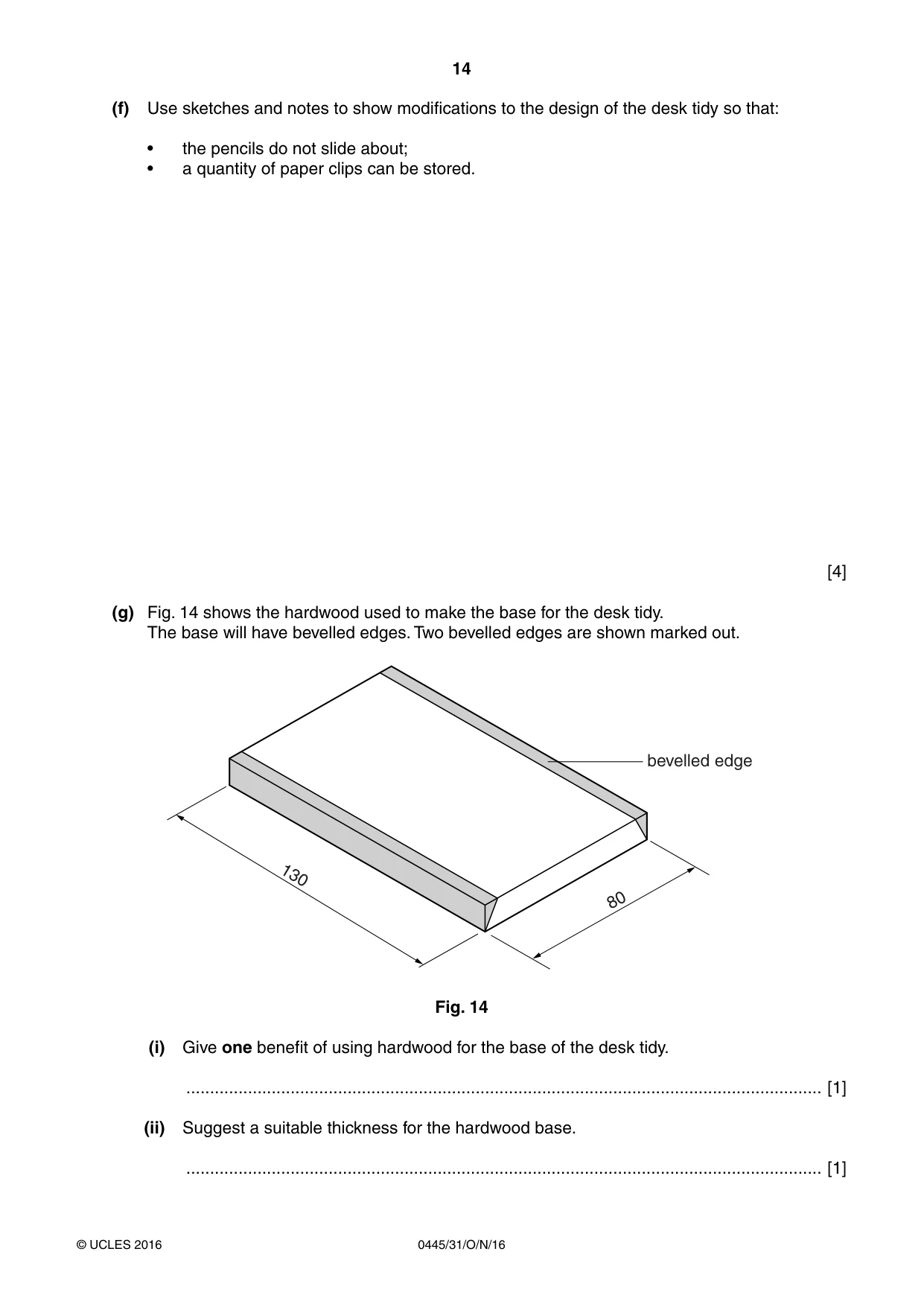 Cambridge IGCSE Design and Technology 0445 2016 Oct/Nov Paper 3 · Variant 1 question paper, page 14 of 20