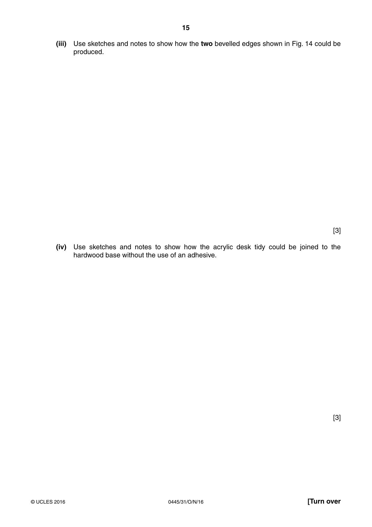 Cambridge IGCSE Design and Technology 0445 2016 Oct/Nov Paper 3 · Variant 1 question paper, page 15 of 20