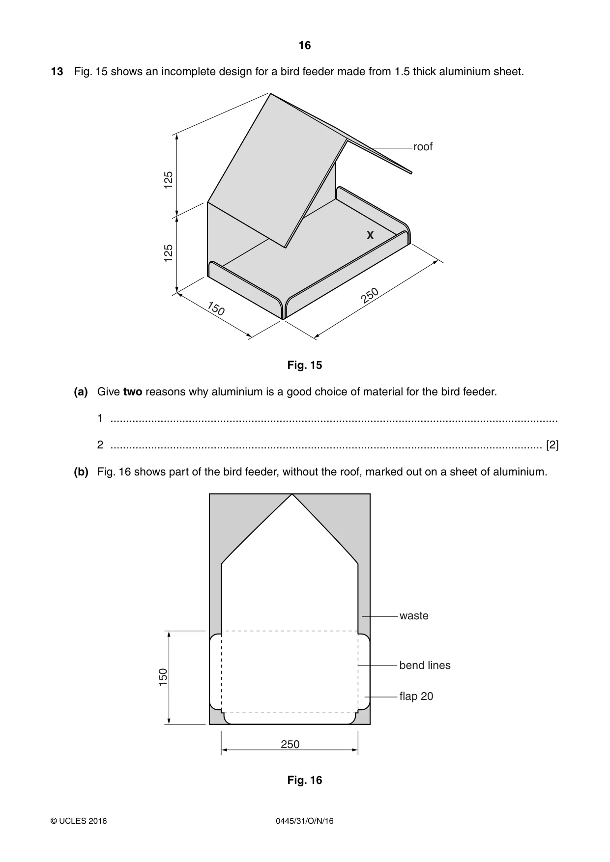 Cambridge IGCSE Design and Technology 0445 2016 Oct/Nov Paper 3 · Variant 1 question paper, page 16 of 20