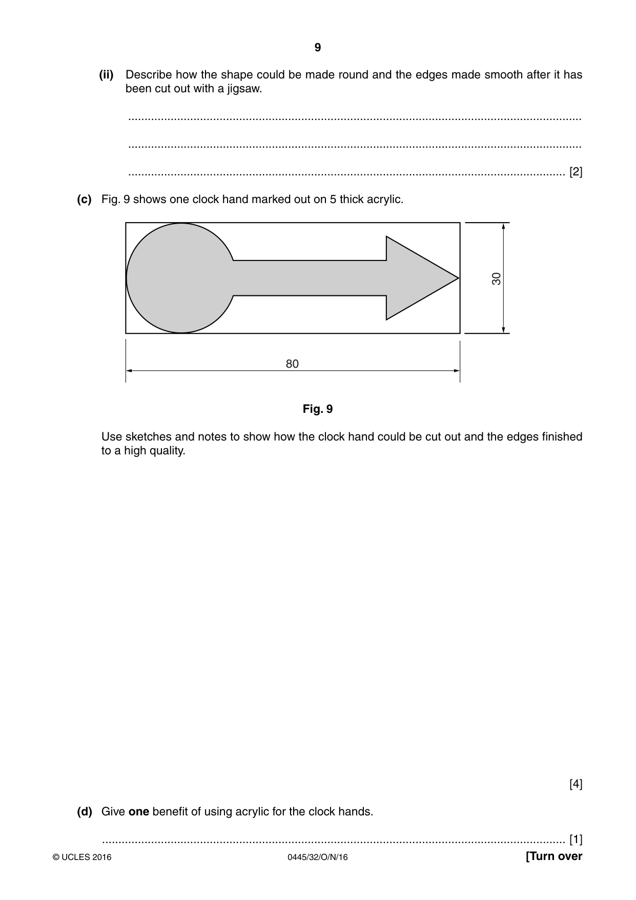 Cambridge IGCSE Design and Technology 0445 2016 Oct/Nov Paper 3 · Variant 2 question paper, page 9 of 20