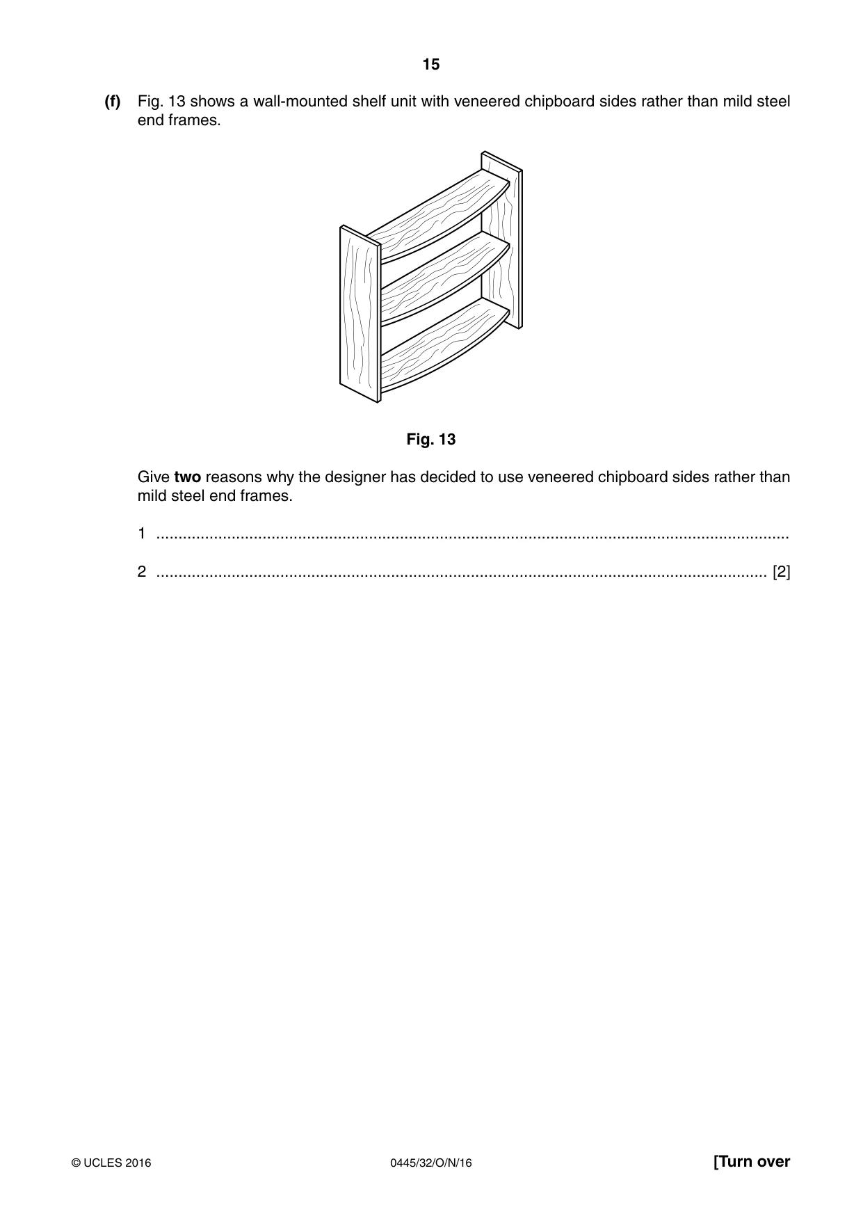 Cambridge IGCSE Design and Technology 0445 2016 Oct/Nov Paper 3 · Variant 2 question paper, page 15 of 20