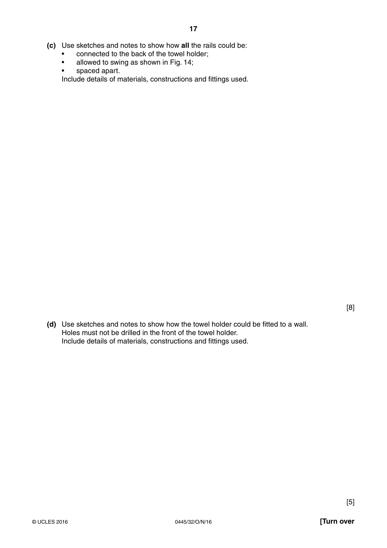 Cambridge IGCSE Design and Technology 0445 2016 Oct/Nov Paper 3 · Variant 2 question paper, page 17 of 20