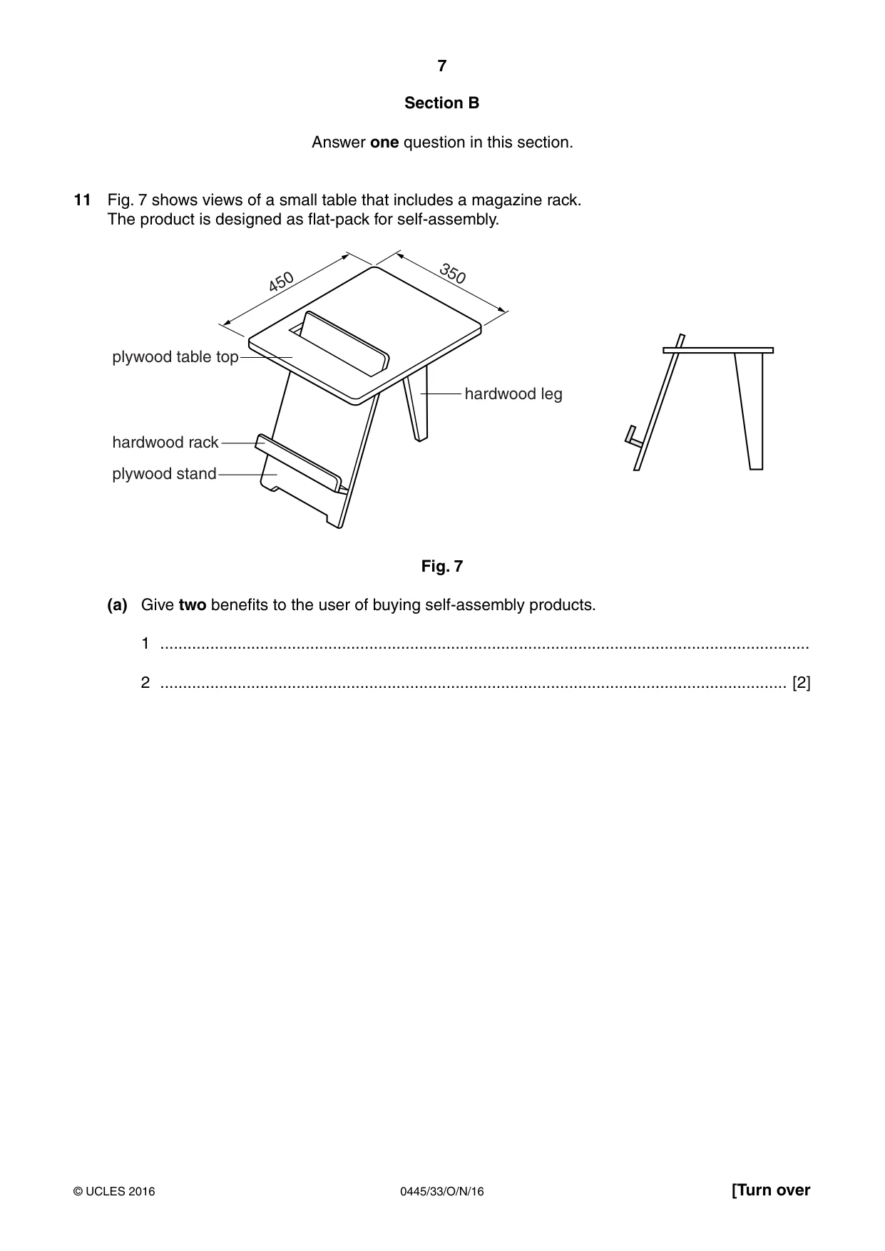 Cambridge IGCSE Design and Technology 0445 2016 Oct/Nov Paper 3 · Variant 3 question paper, page 7 of 20